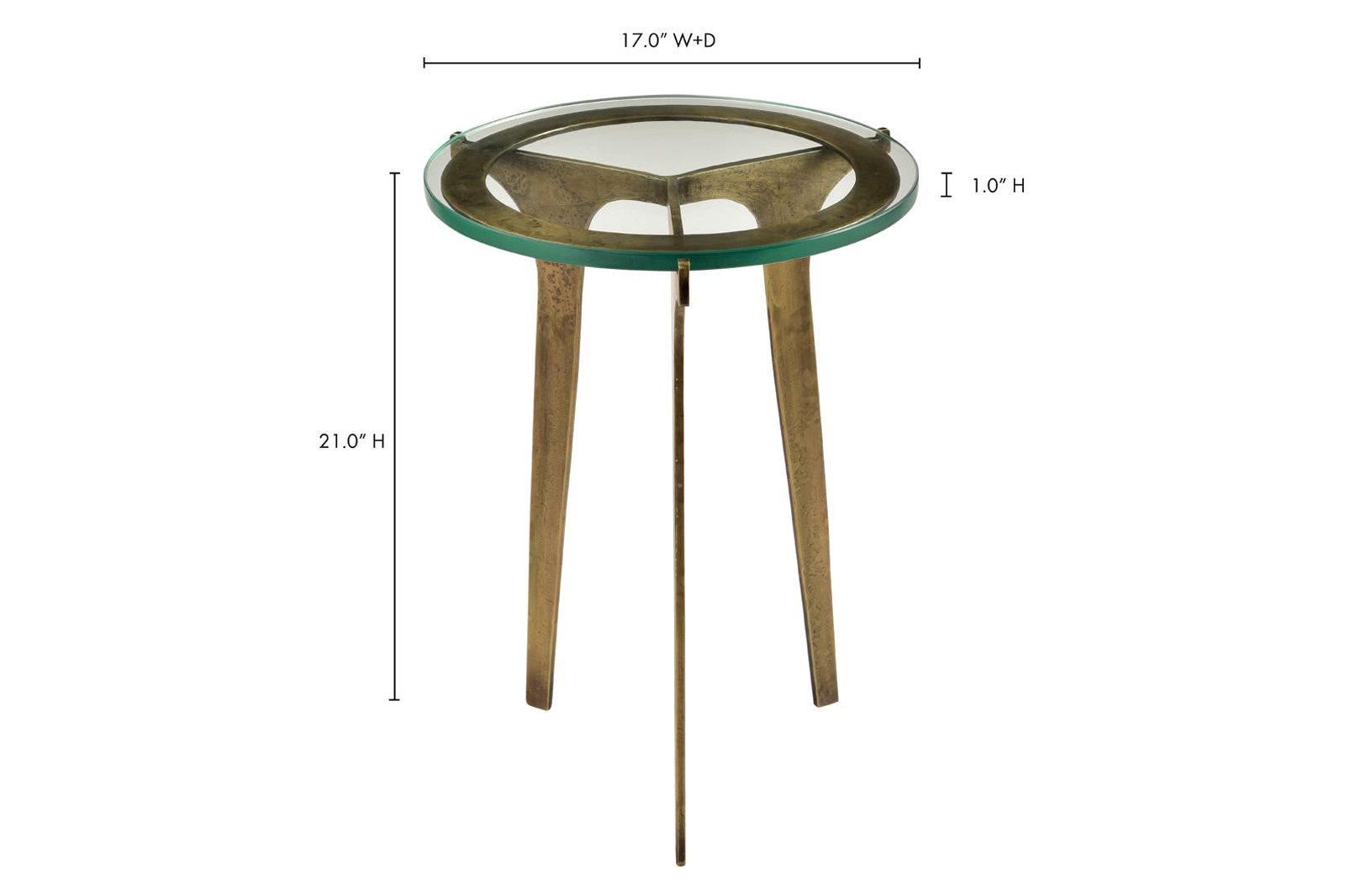 Moe's - Halvorsen Accent Table in Brass/Clear