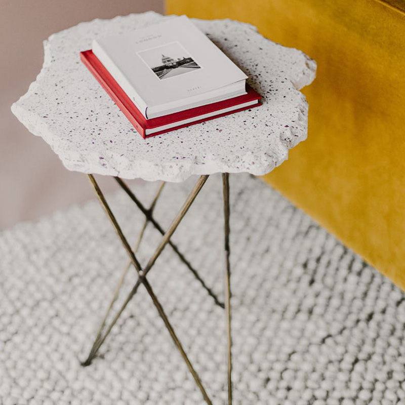 Moe's - Positano Terrazzo Side Table in White