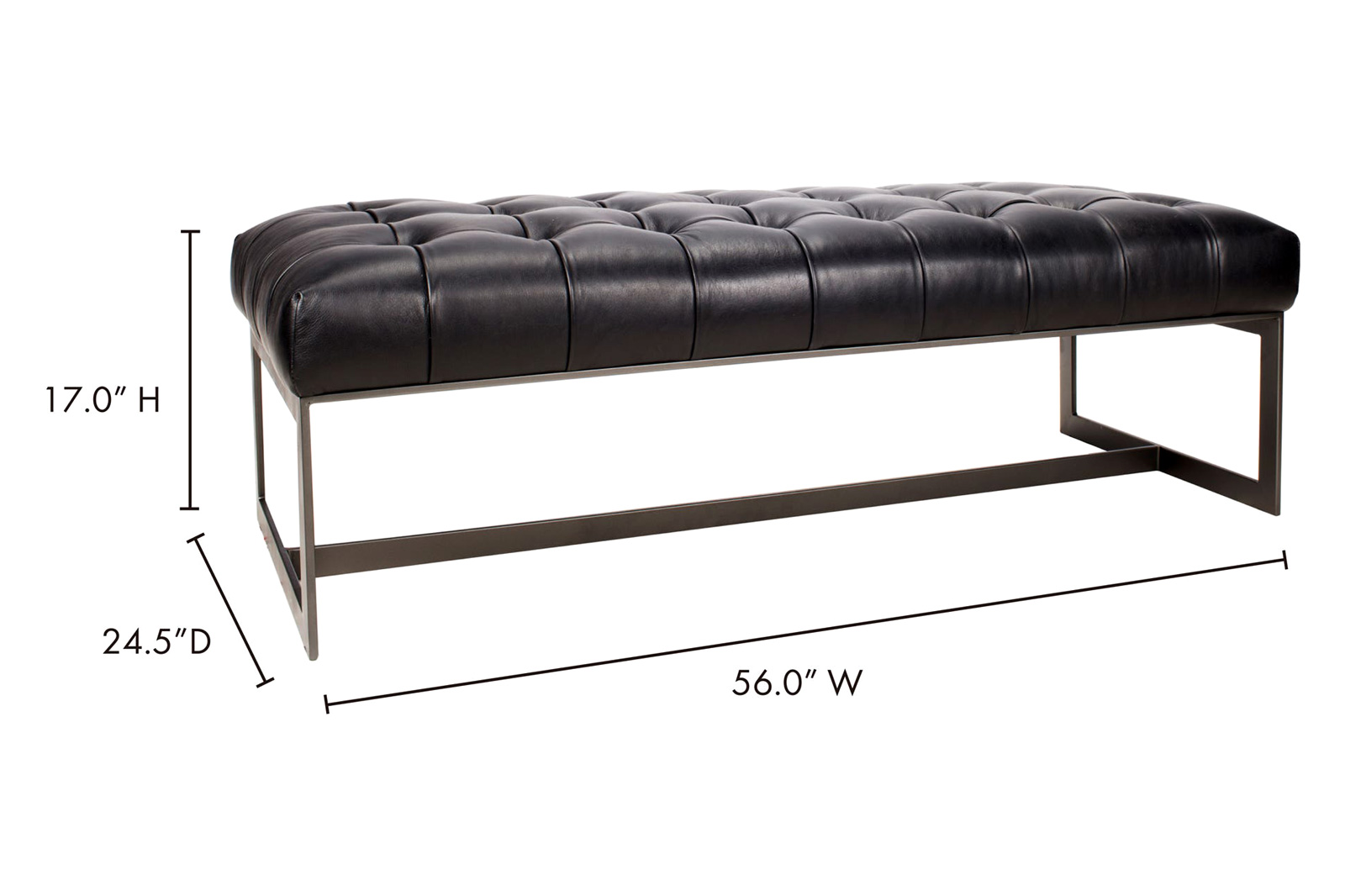 Moe's Wyatt Leather Bench - Black