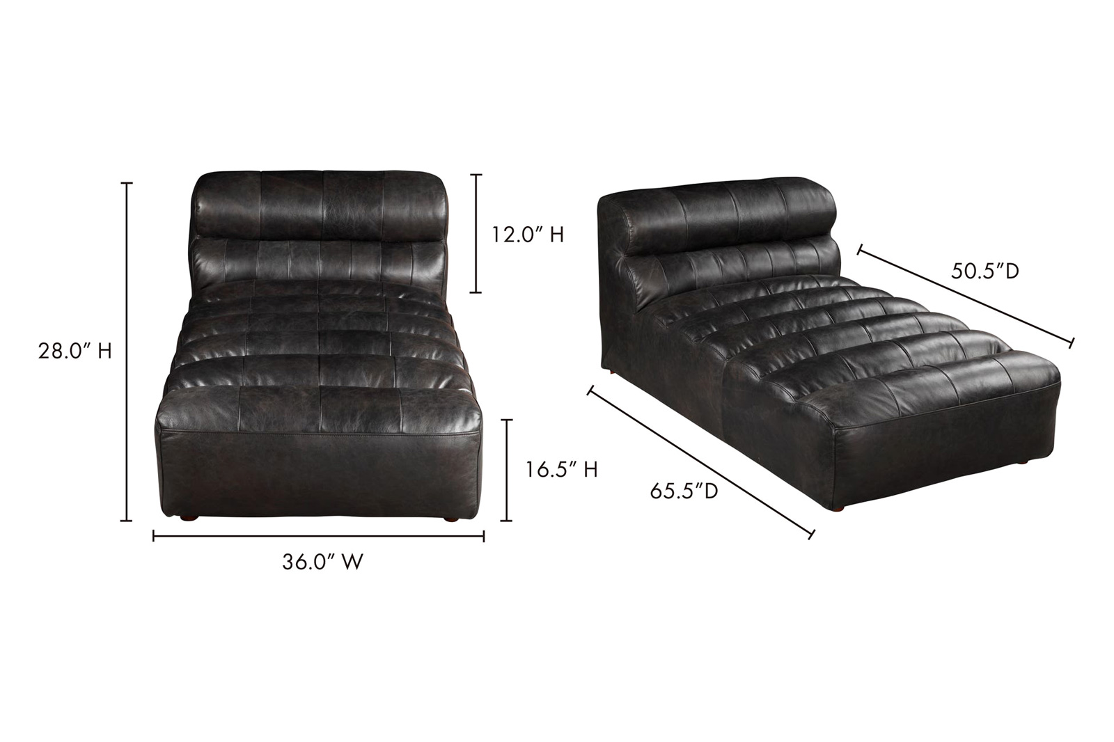 Moe's™ Ramsay Leather Chaise - Antique