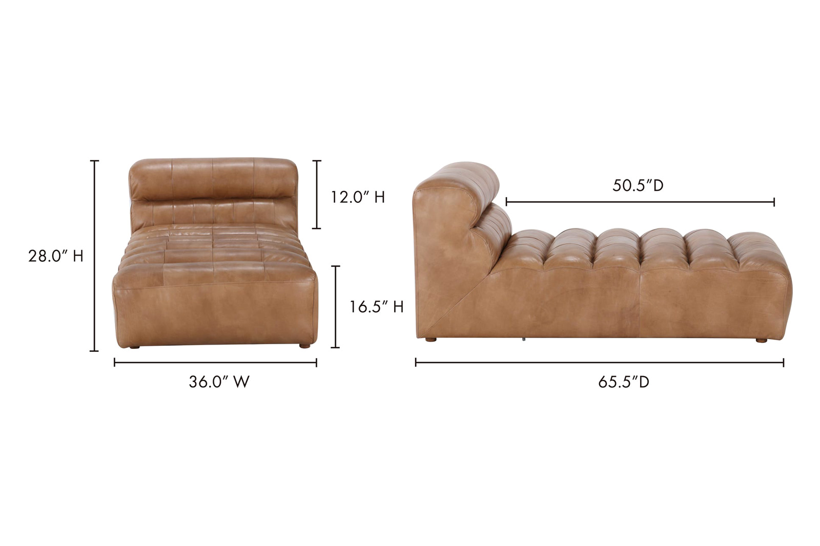 Moe's™ Ramsay Leather Chaise - Tan