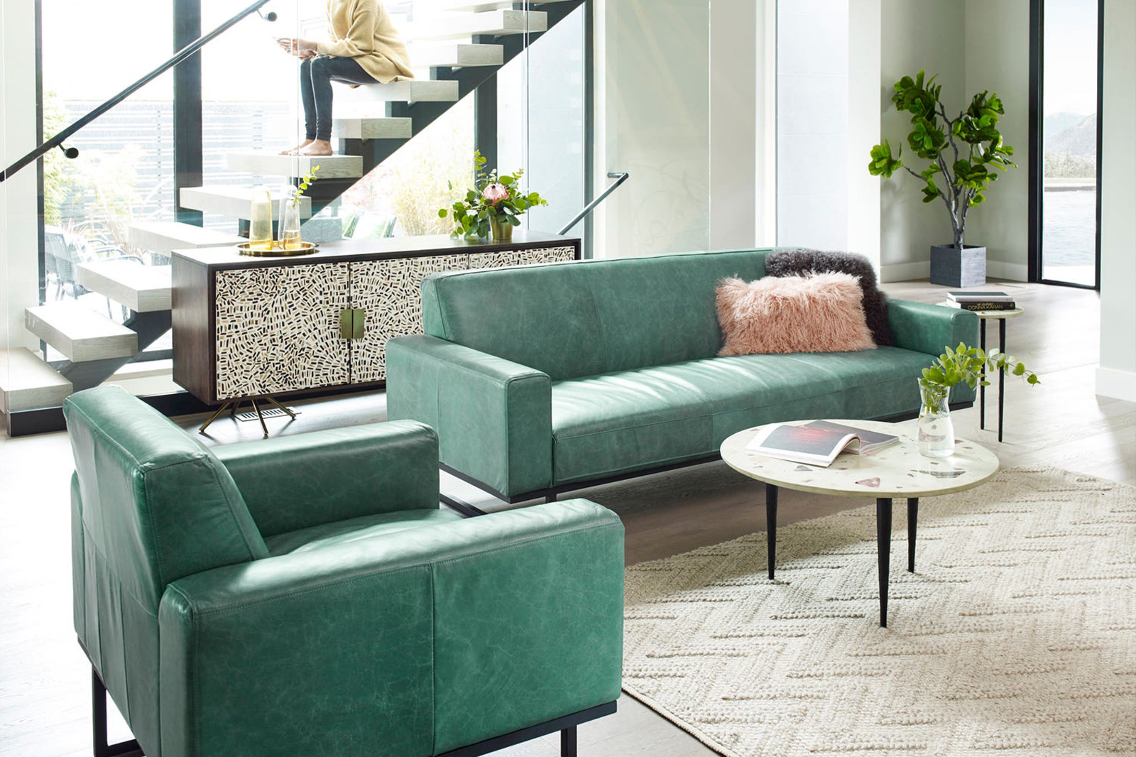 Moe's - Brock Sofa in Teal