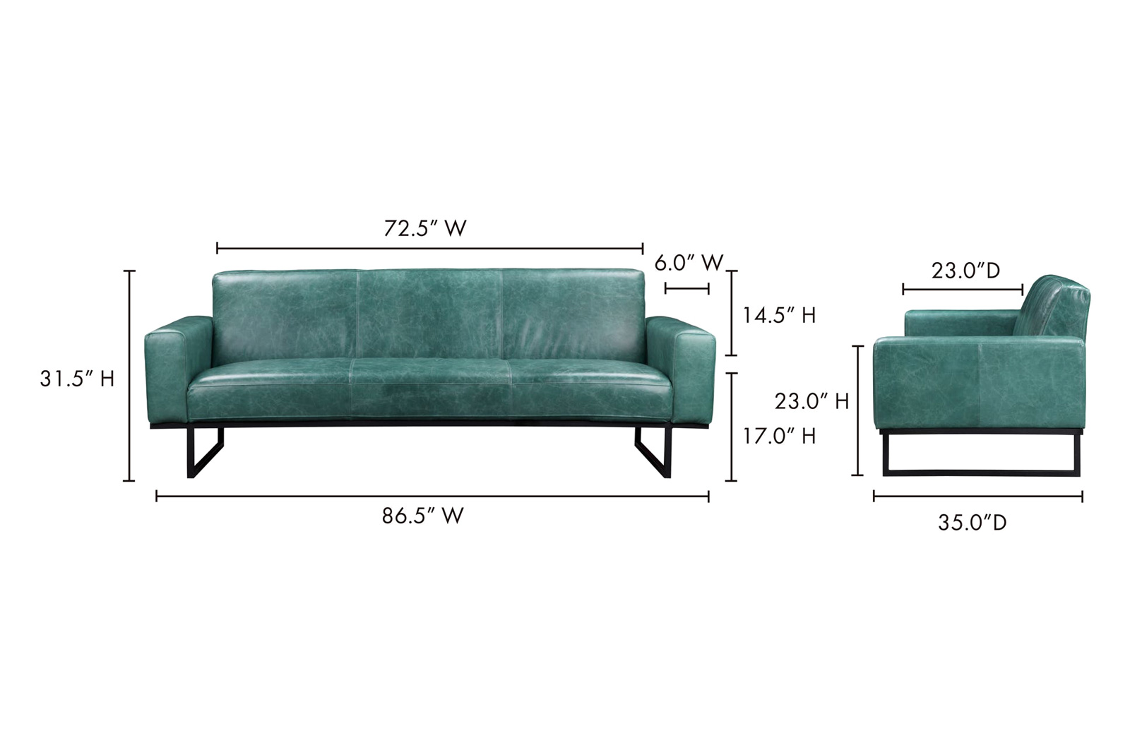 Moe's - Brock Sofa in Teal