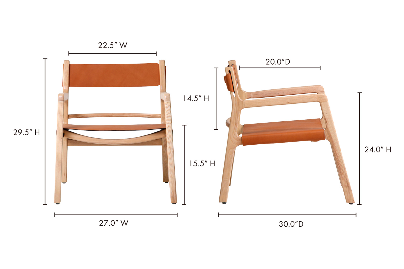 Moe's Kolding Chair - Havana Tanned