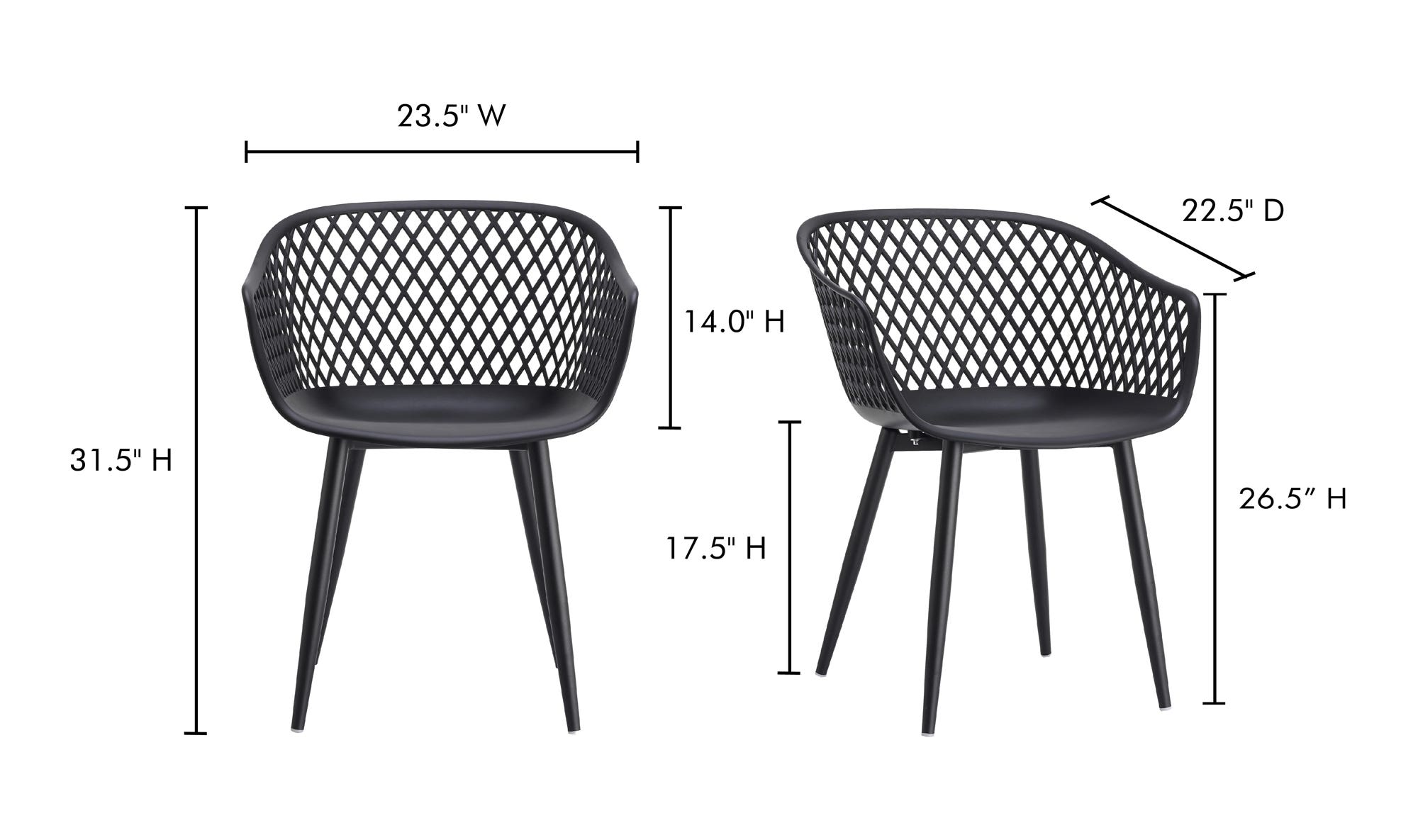 Moe's Piazza Contemporary Outdoor Chair Set of 2 - Black