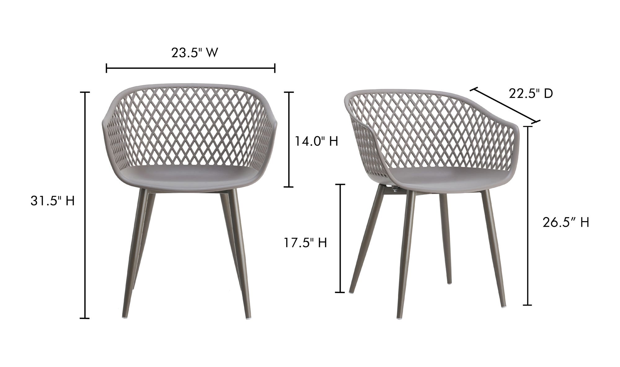 Moe's Piazza Contemporary Outdoor Chair Set of 2 - Gray