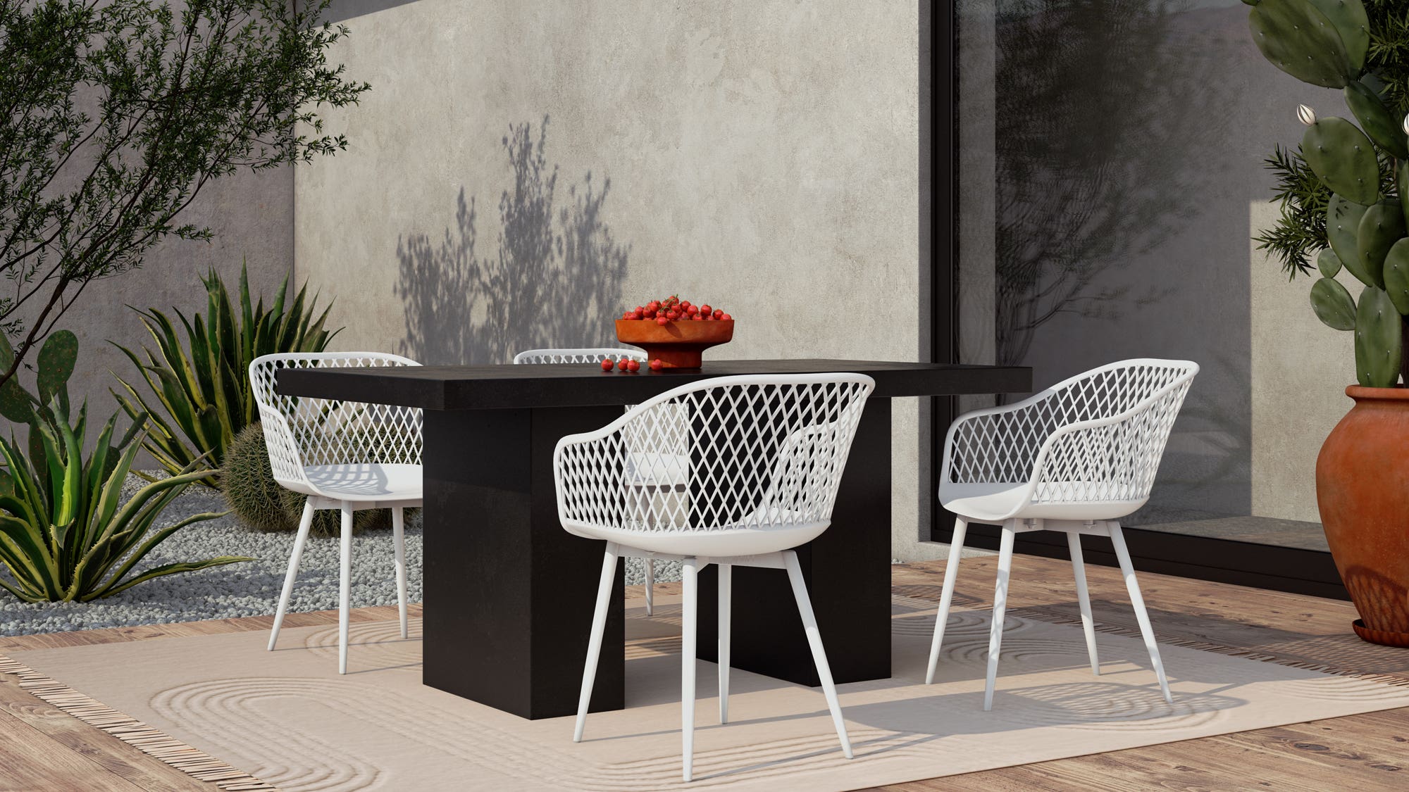 Moe's Piazza Contemporary Outdoor Chair Set of 2 - White