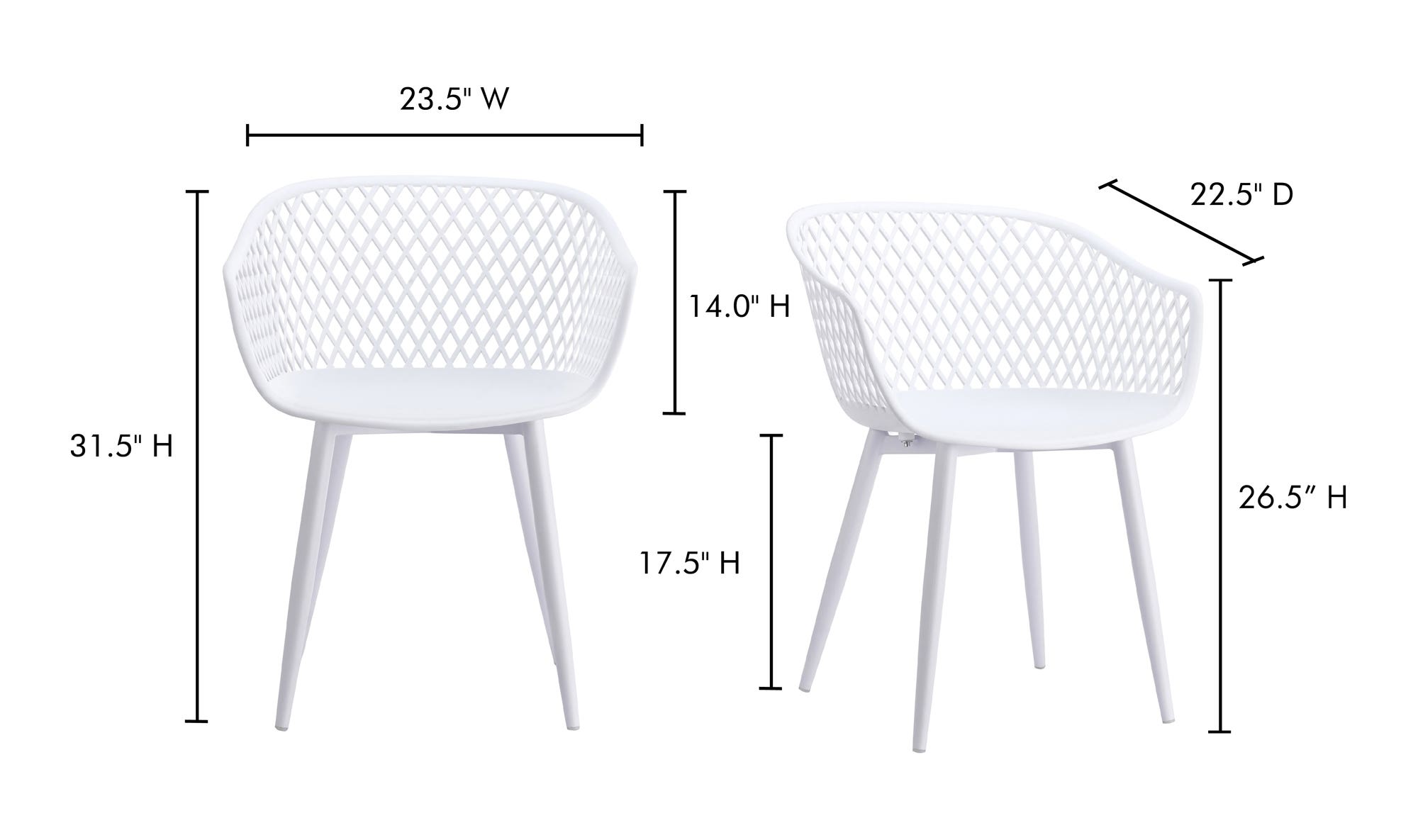 Moe's Piazza Contemporary Outdoor Chair Set of 2 - White