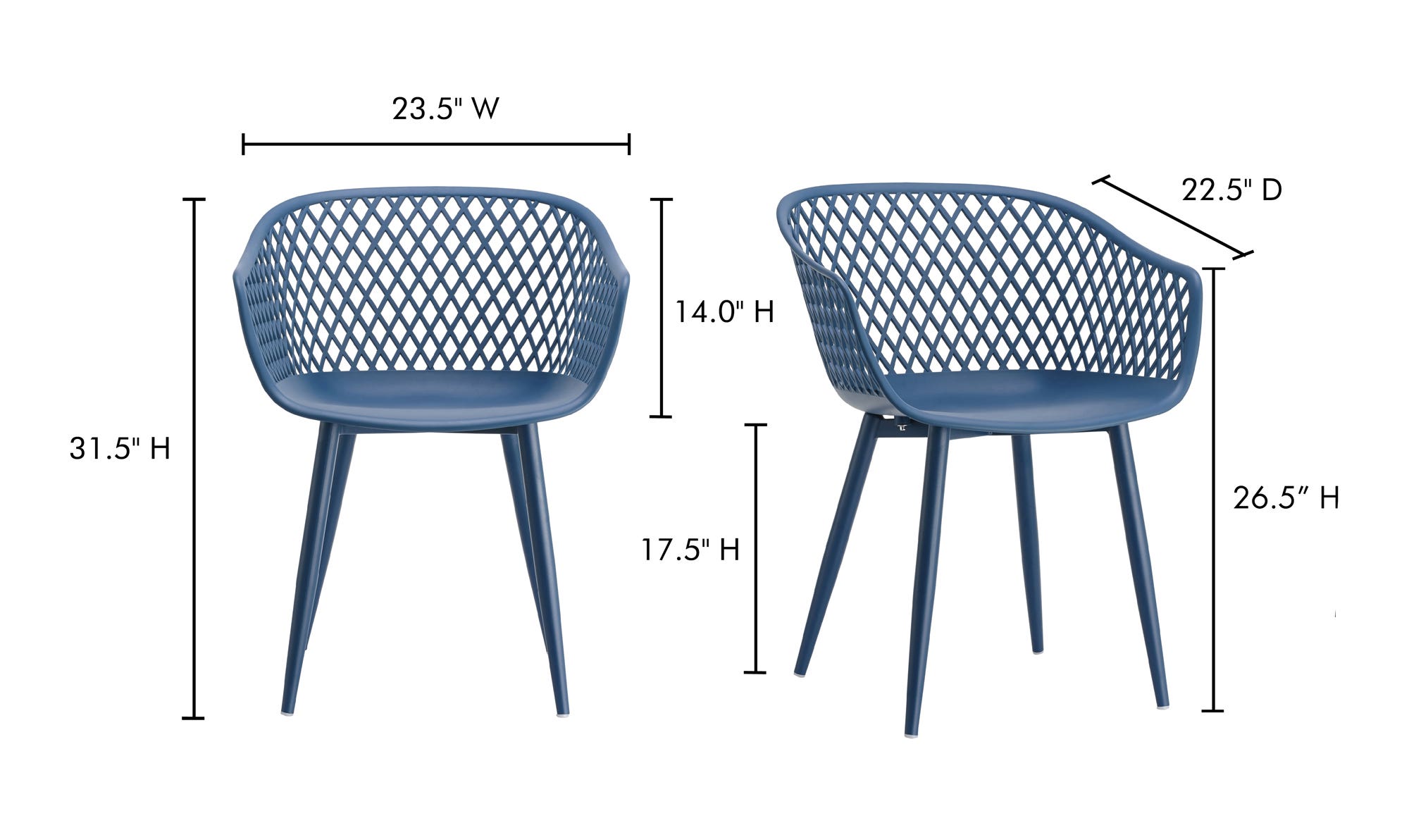 Moe's Piazza Contemporary Outdoor Chair Set of 2 - Blue