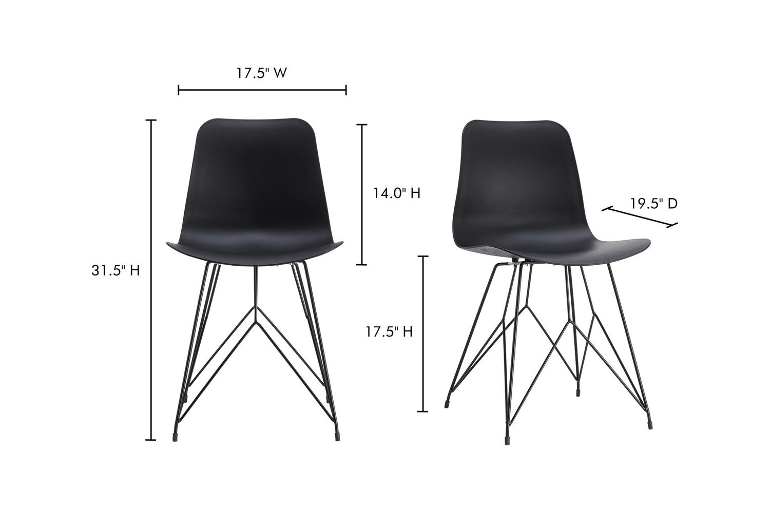 Moe's - Esterno Contemporary Outdoor Chair Set of 2 in Black