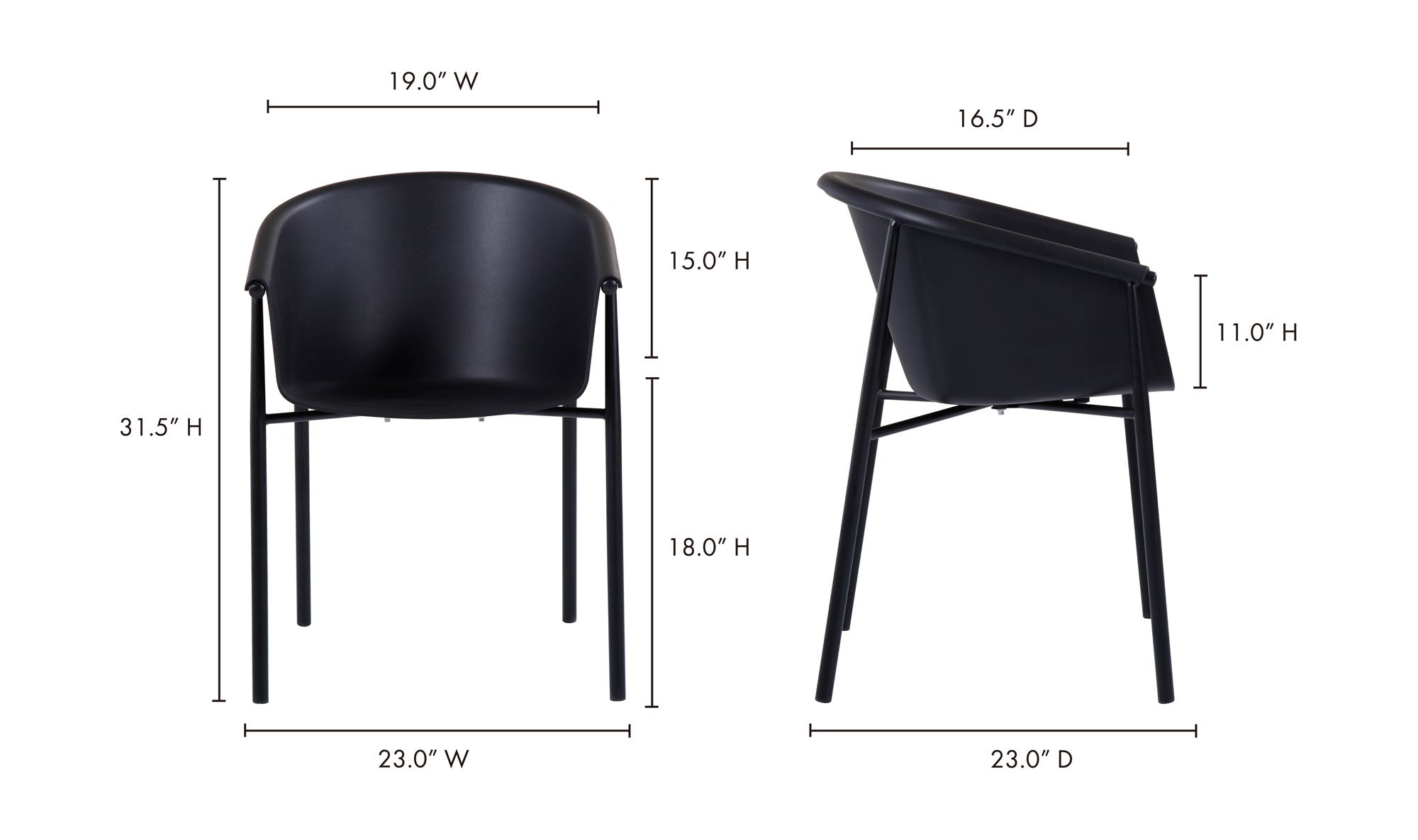 Moe's - Shindig Contemporary Dining Chair Set of 2 in Black