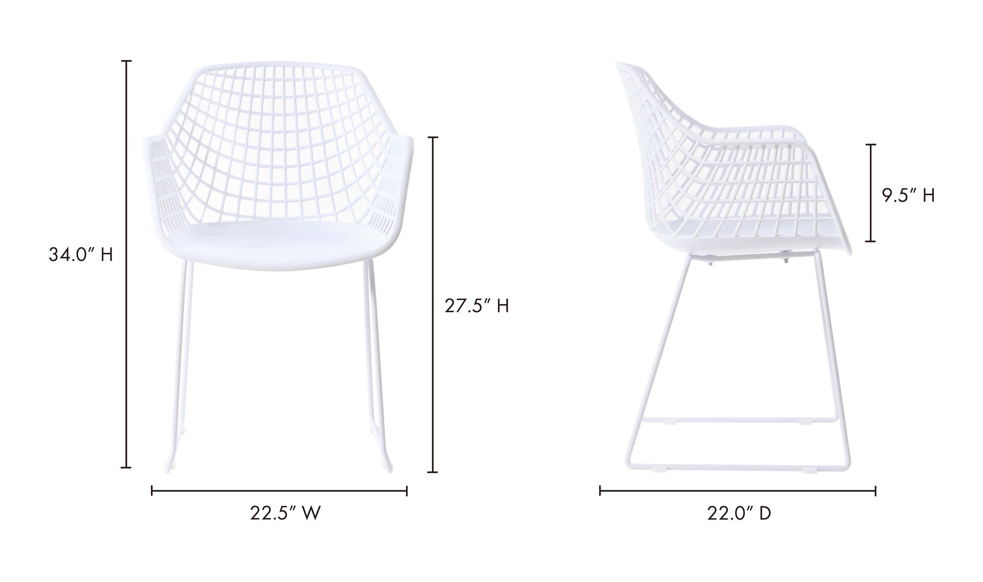 Moe's Honolulu Contemporary Chair Set of 2 - White