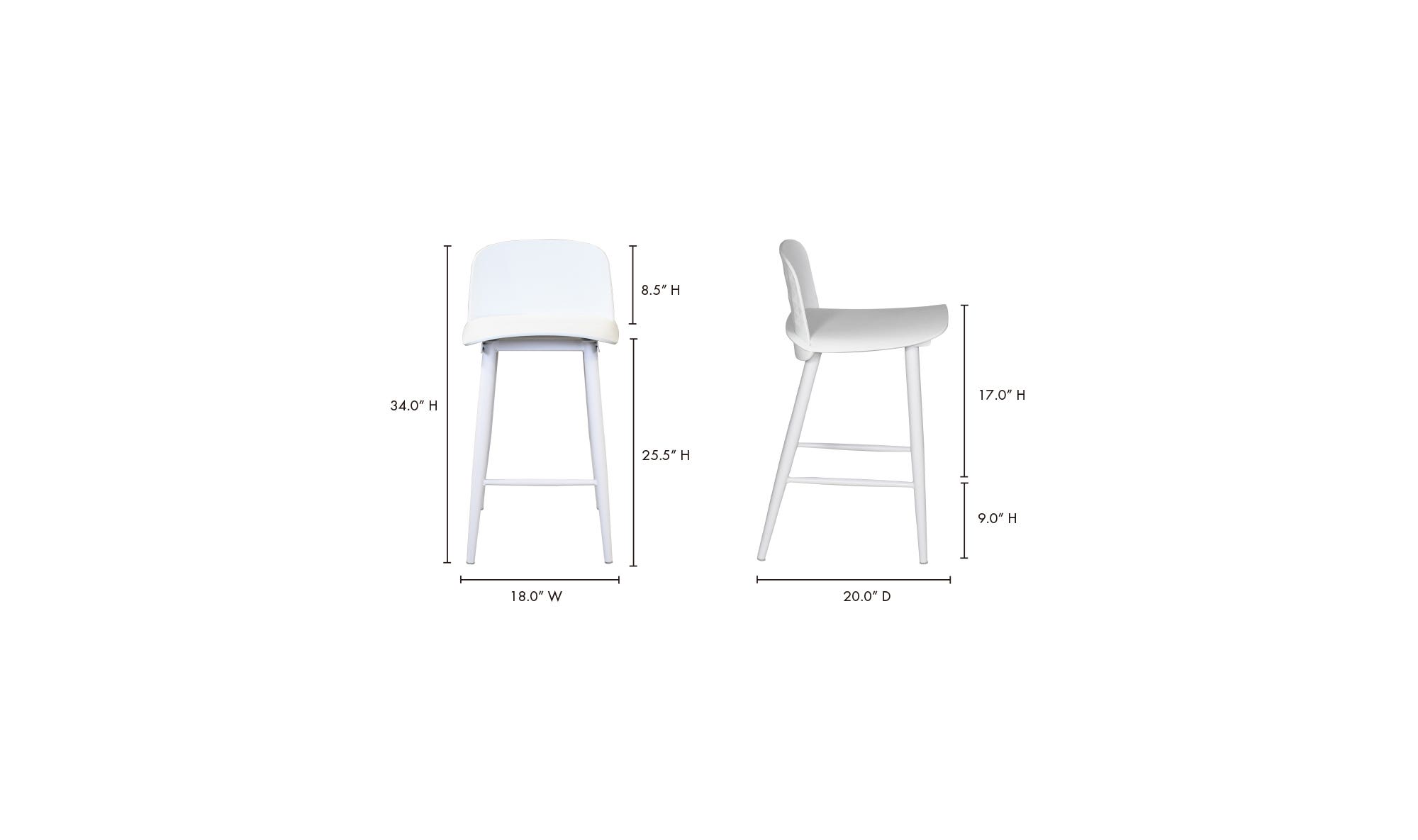 Moe's Looey Contemporary Counter Stool Set of 2 - White