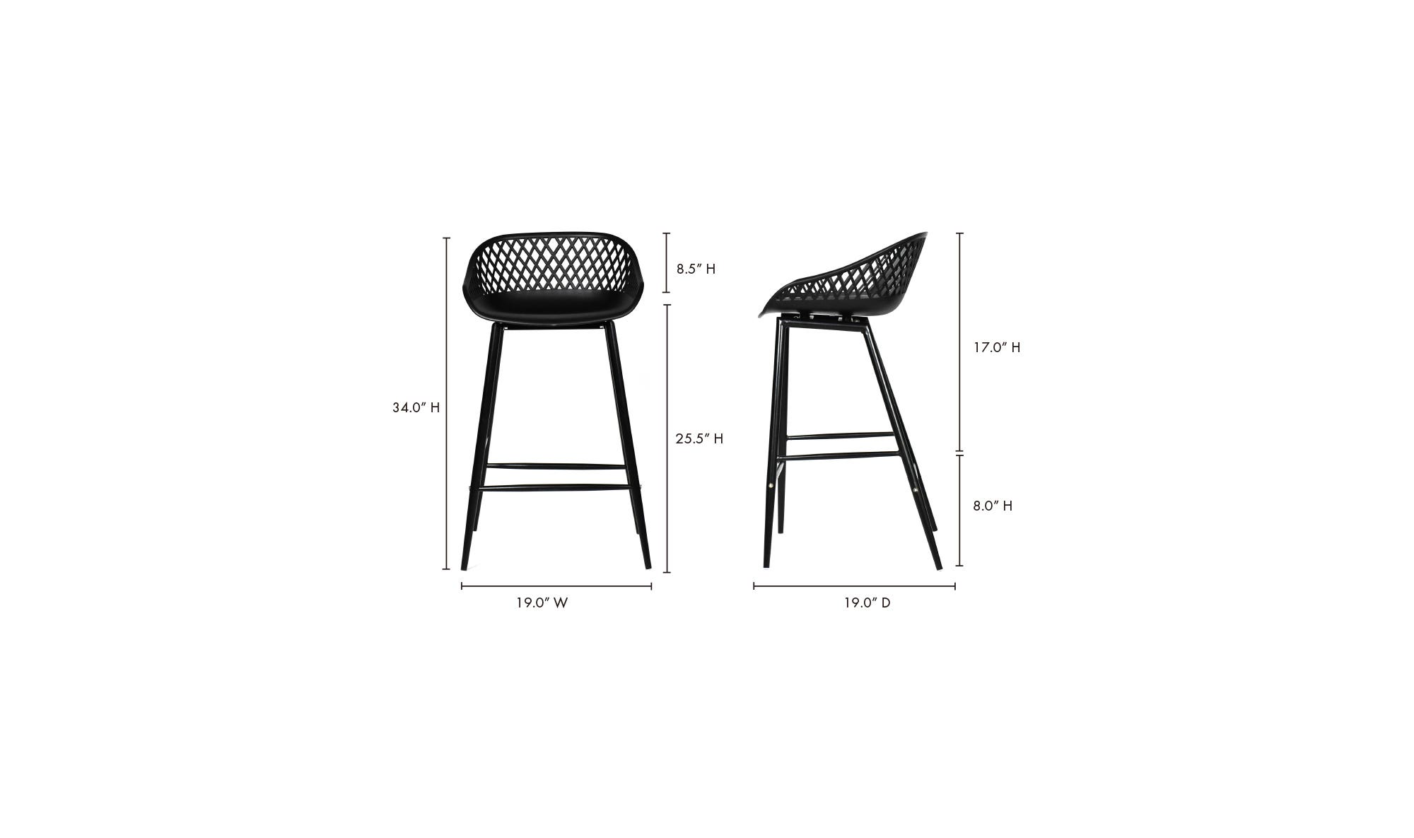 Moe's Piazza Contemporary Counter Stool Set of 2 - Black