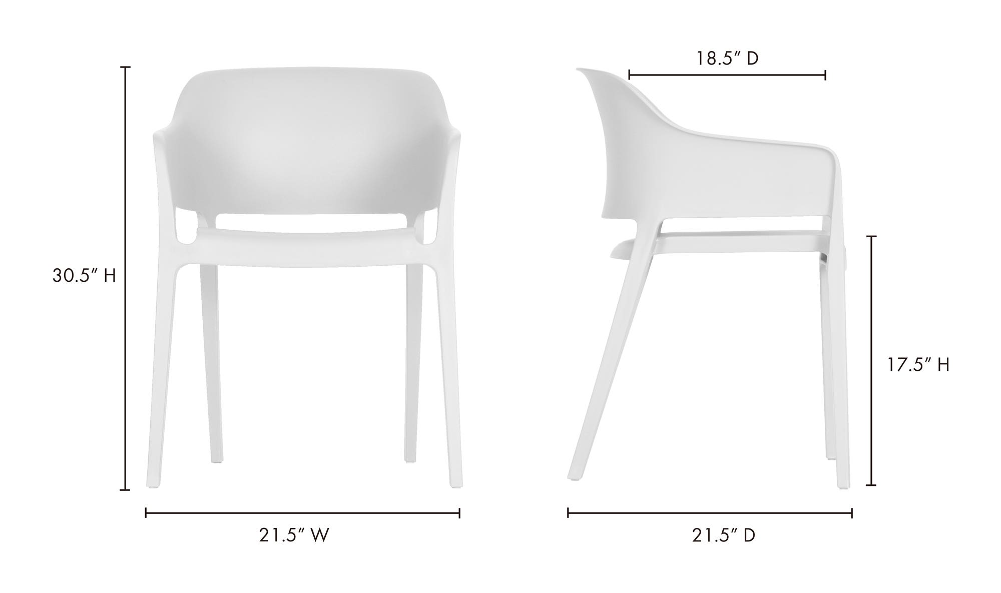 Moe's Faro Modern Dining Chair Set of 2 - White