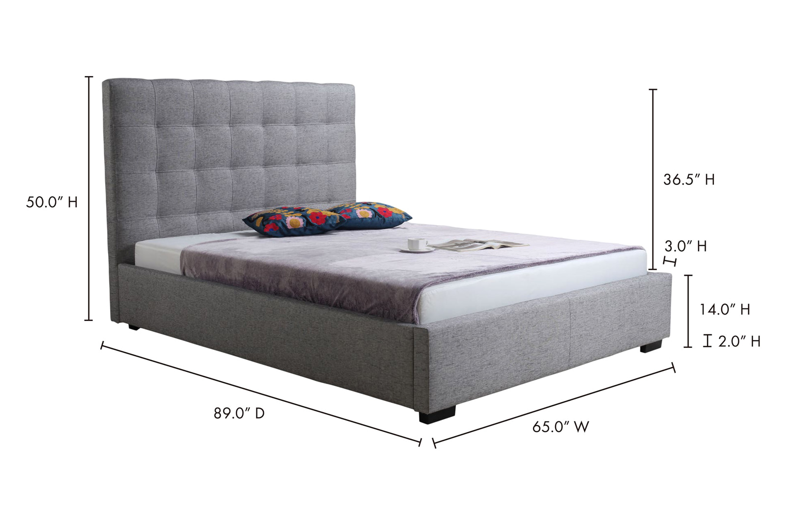 Moe's Belle Storage Bed - Gray, Queen