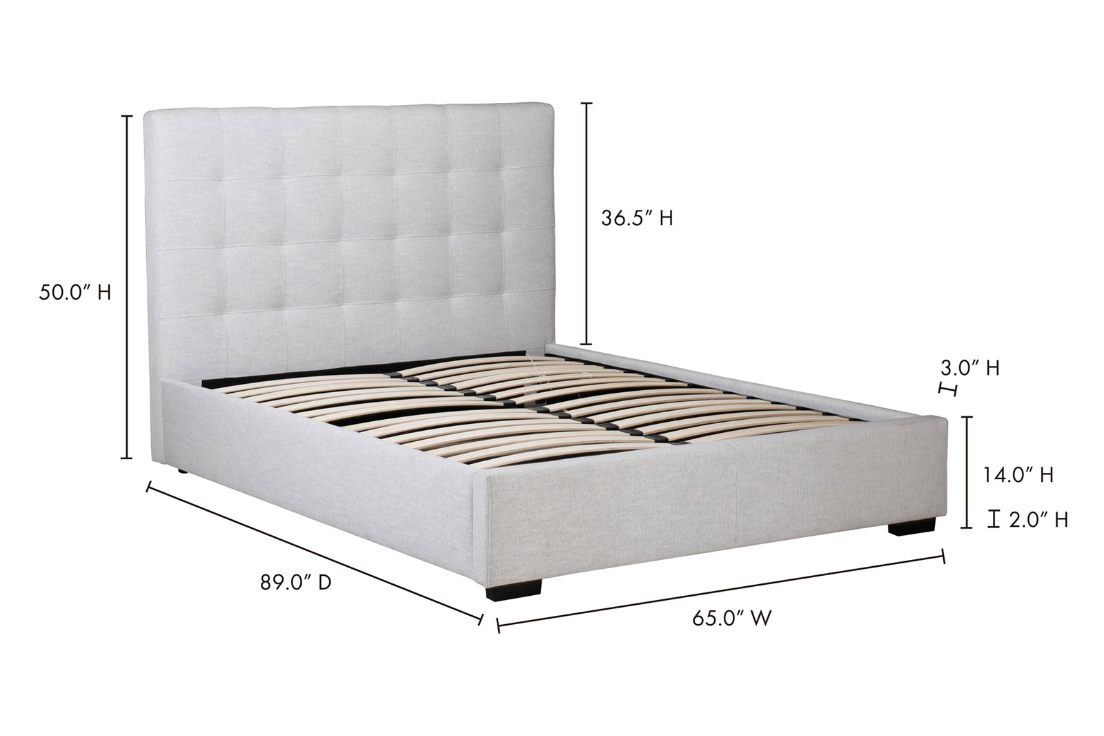 Moe's Belle Storage Bed - Tufted Sand, Queen