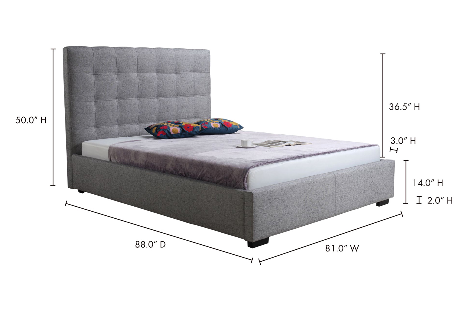 Moe's Belle Storage Bed - Gray, King