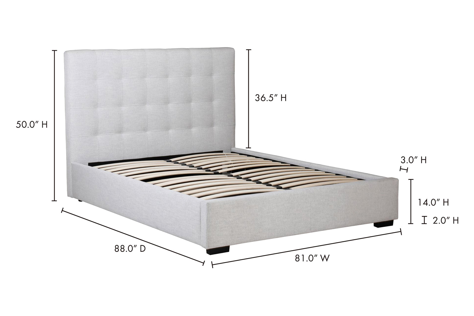 Moe's Belle Storage Bed - Tufted Sand, King