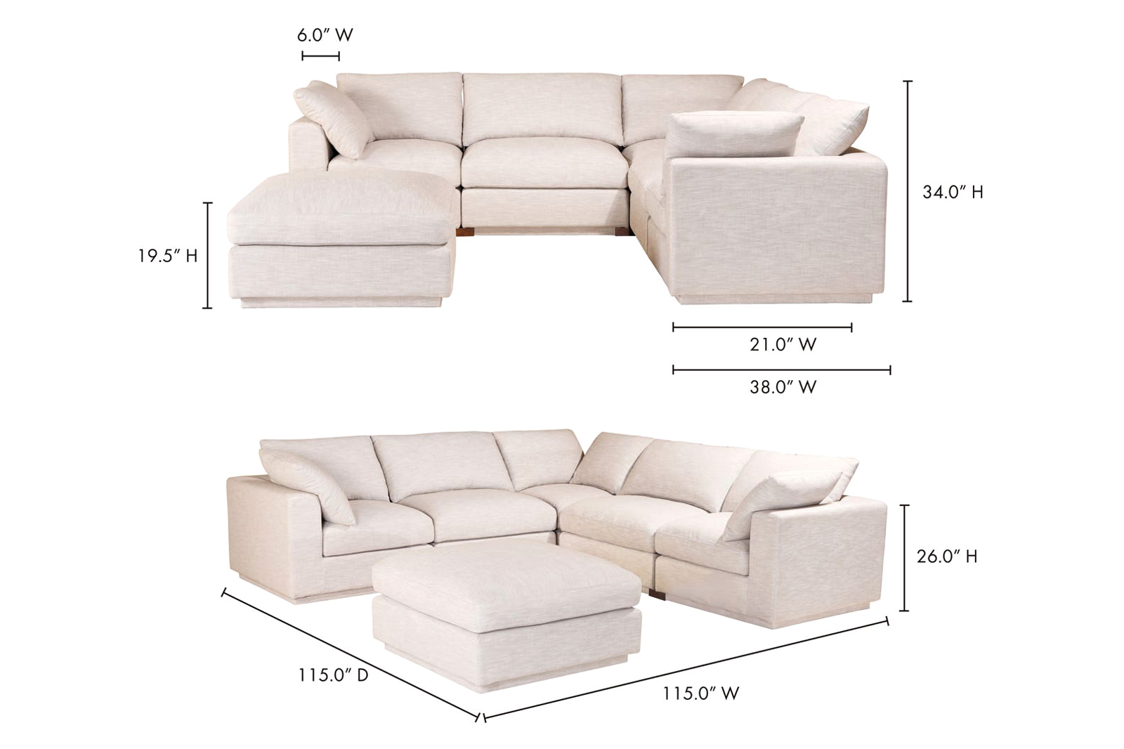 Moe's - Justin Modular Sectional in Beige