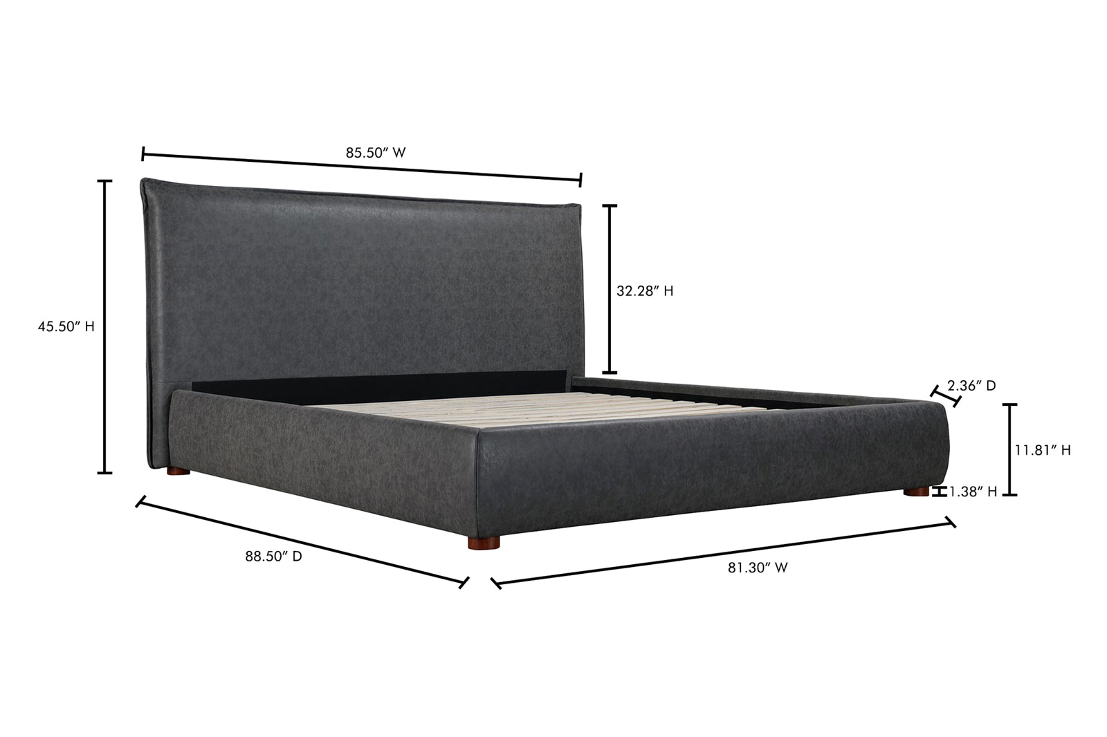 Moe's Luzon Bed - Slate, King