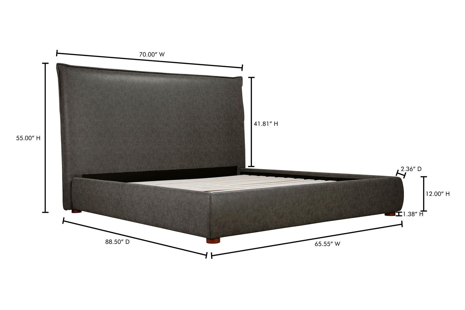 Moe's Luzon Bed Tall Headboard - Slate, Queen