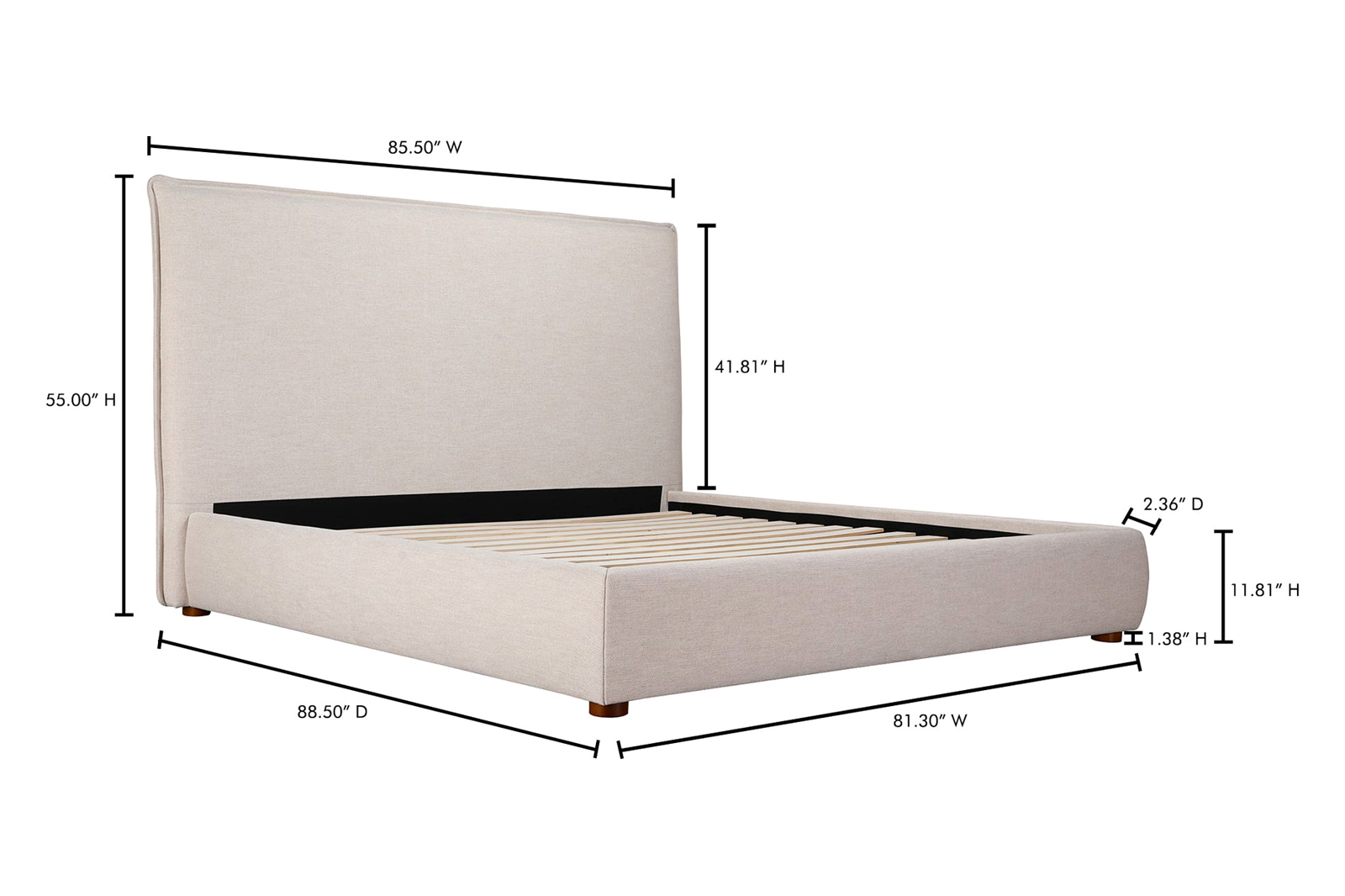 Moe's Luzon Bed Tall Headboard - Wheat, King