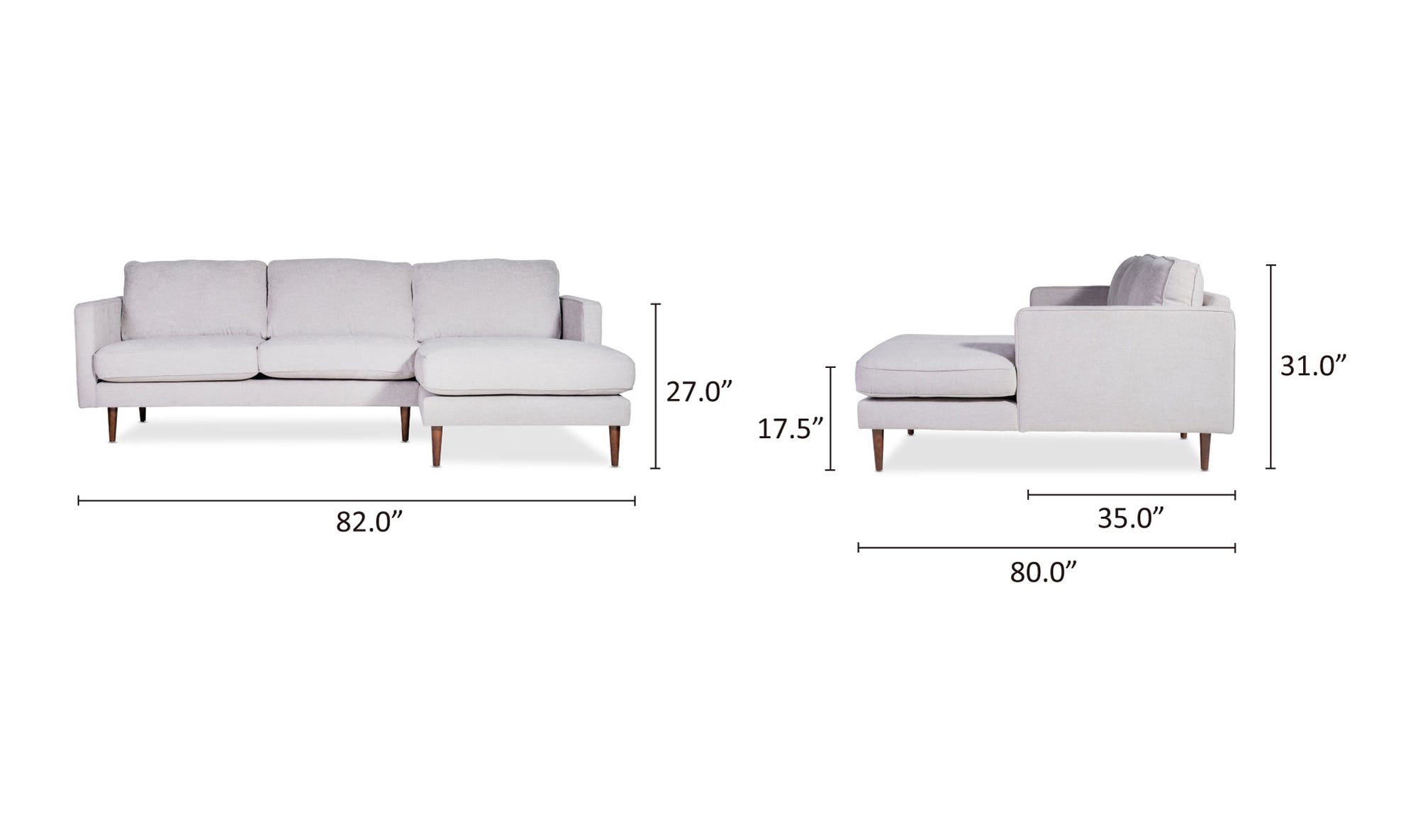 Moe's Solara Modern Sectional - Vanilla