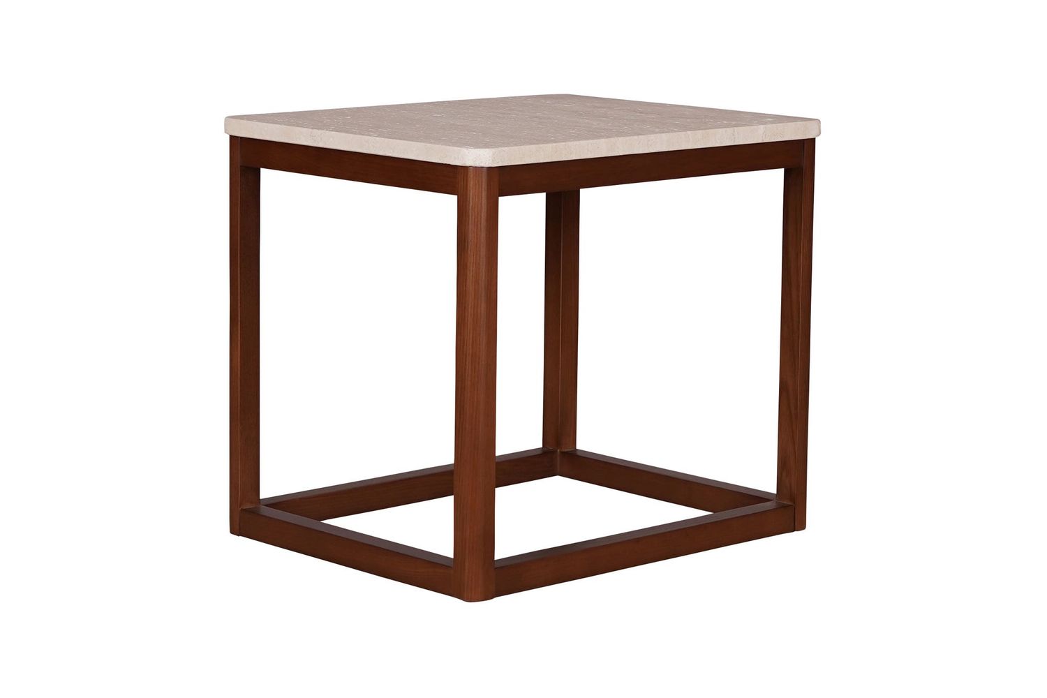 Moe's Ellis Modern Side Table - Brown, Travertine/Wood