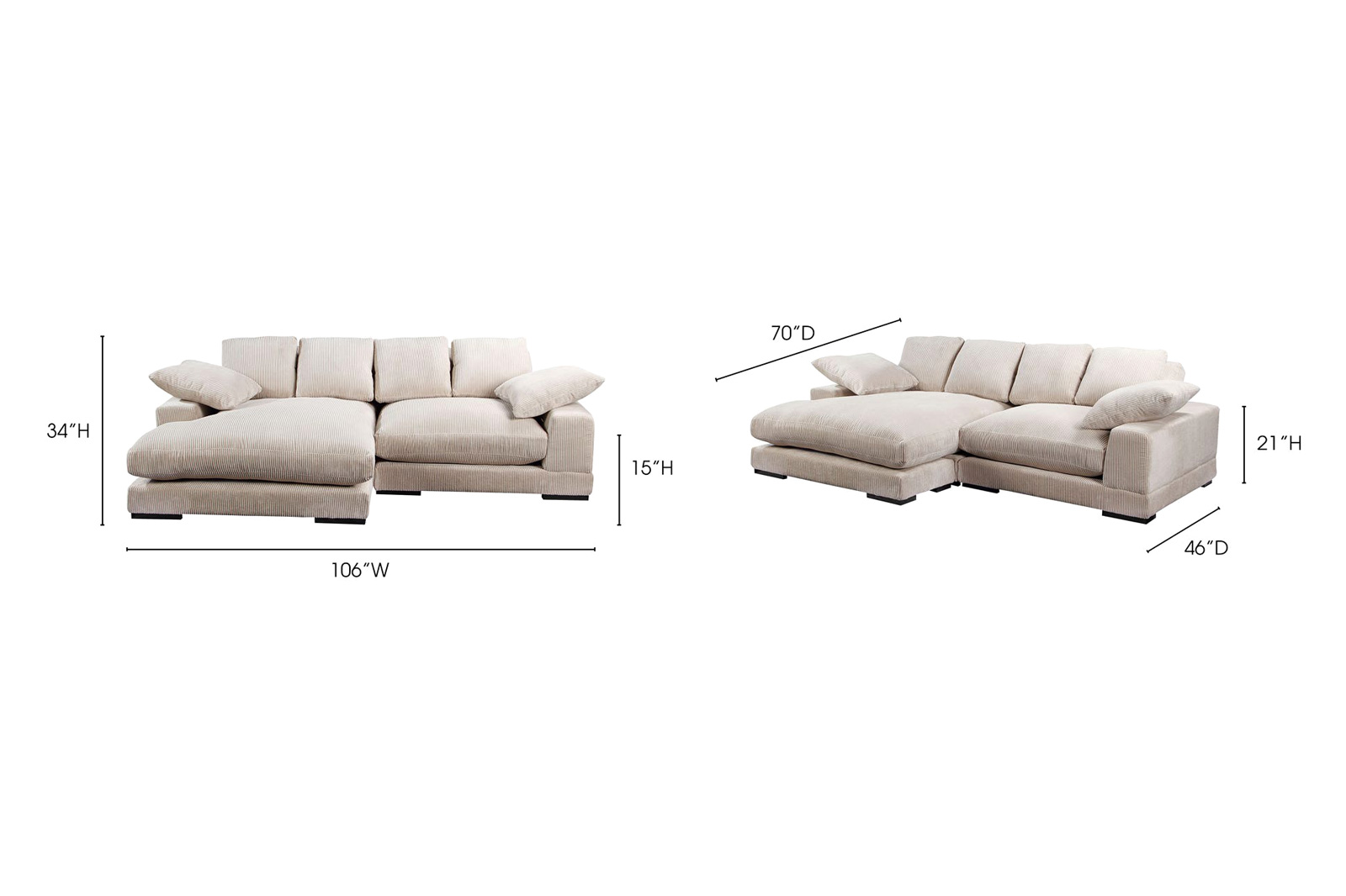 Moe's Plunge Sectional - Cappuccino