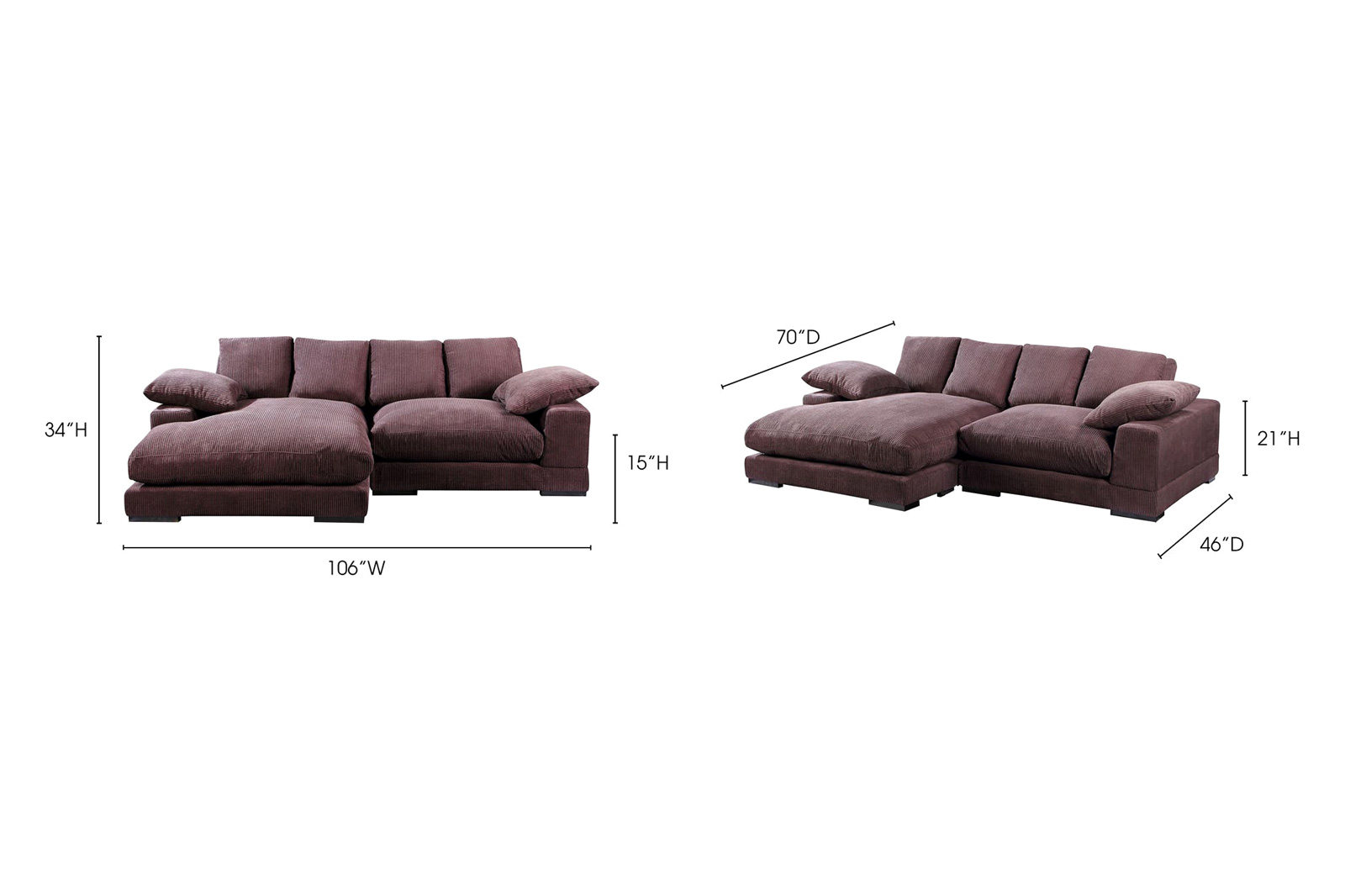 Moe's™ Plunge Sectional - Dark Brown