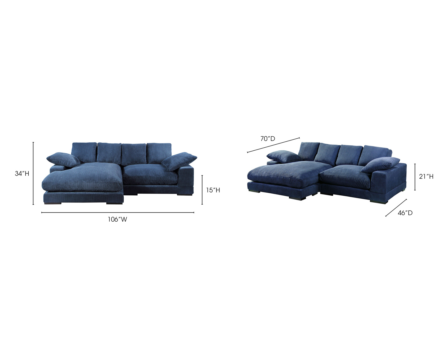 Moe's Plunge Sectional - Light Blue