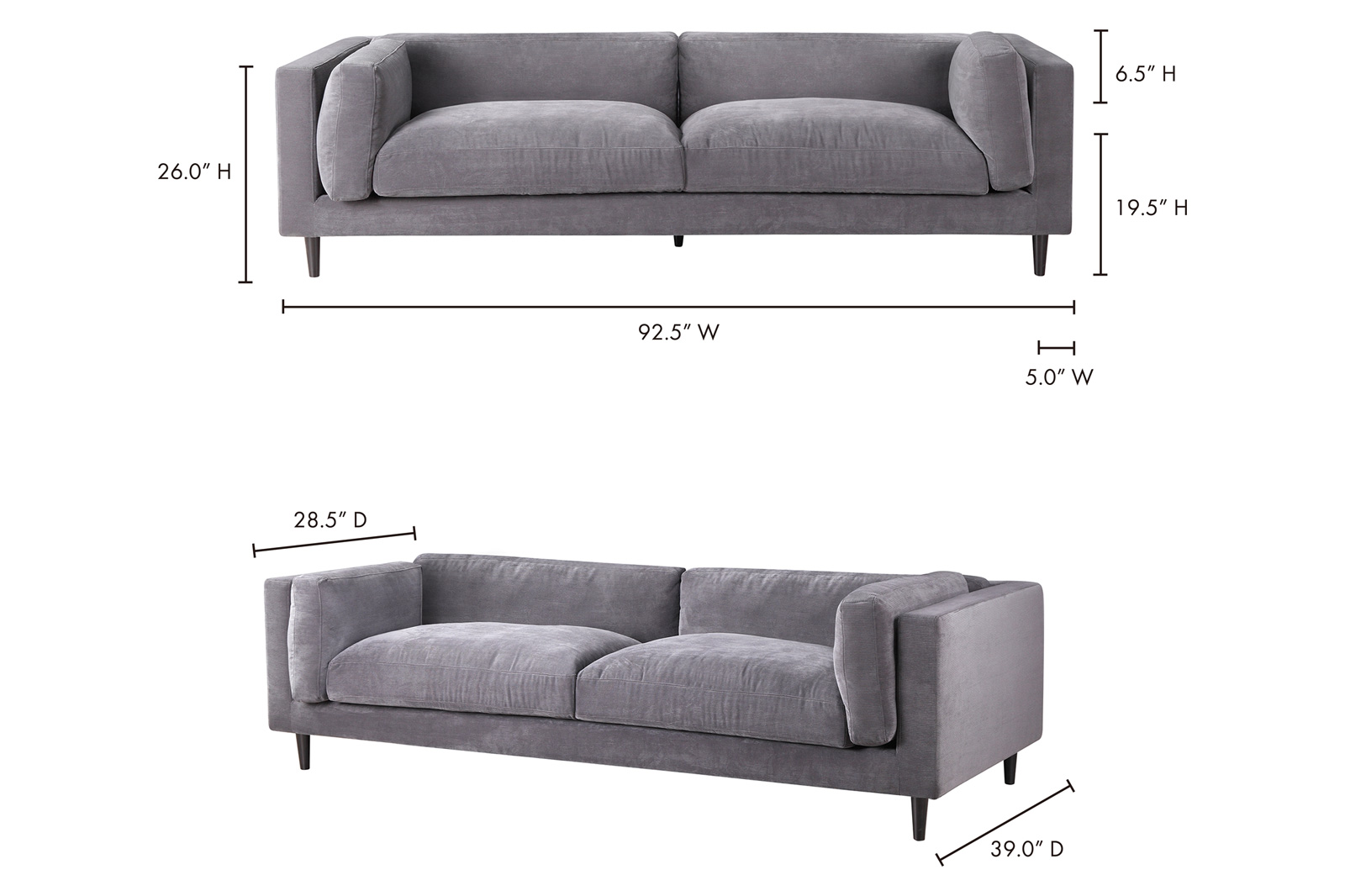 Moe's - Lafayette Sofa in Gray