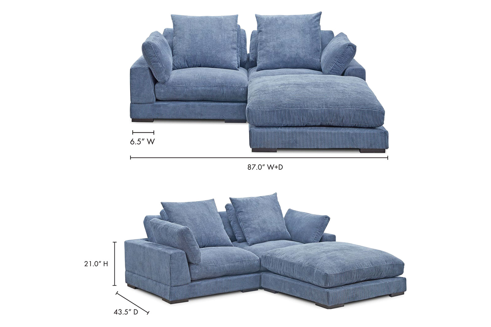 Moe's Tumble Nook Modular Sectional - Ultra Blue