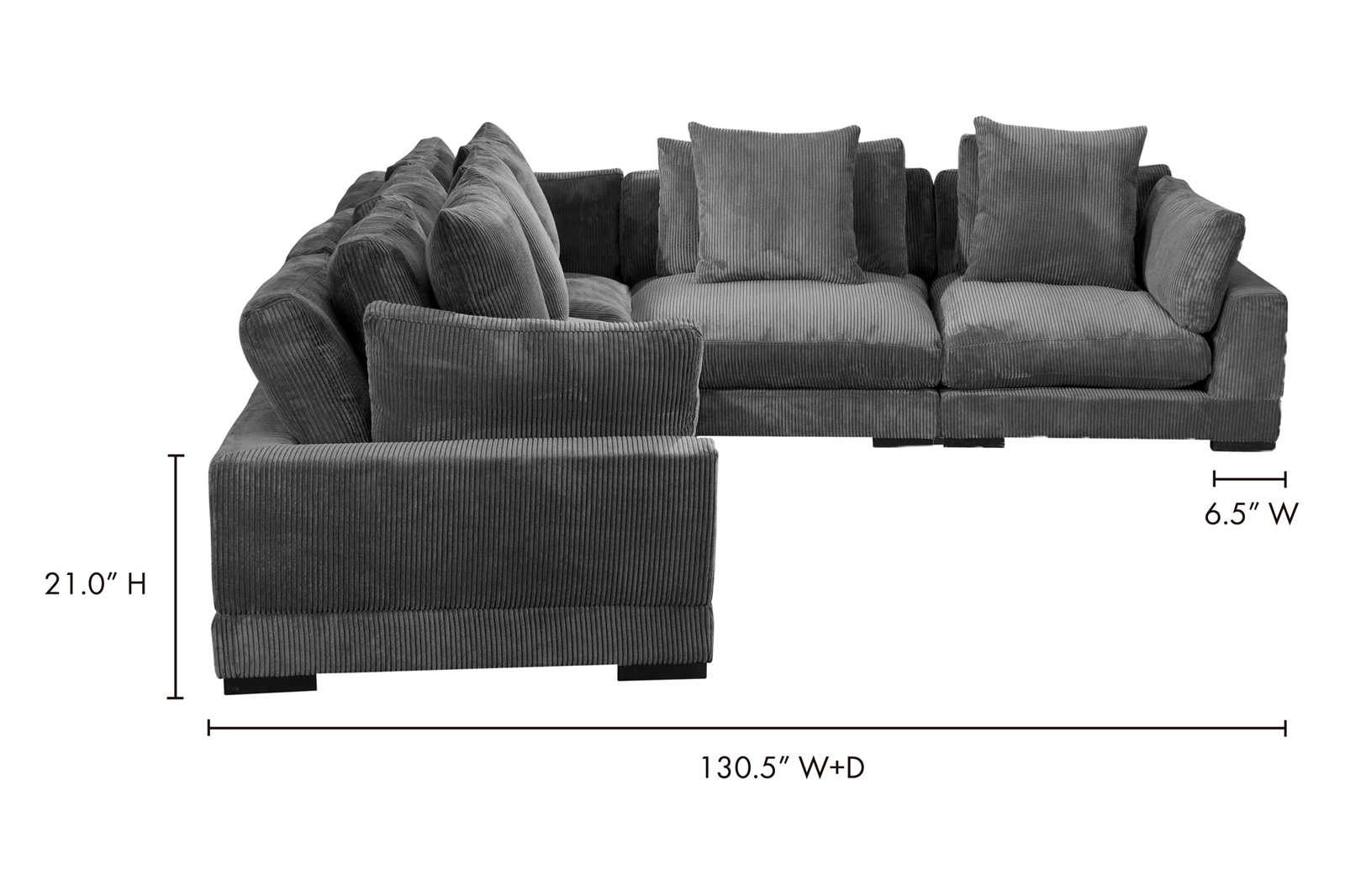 Moe's Tumble Classic L Modular Sectional - Dark Gray