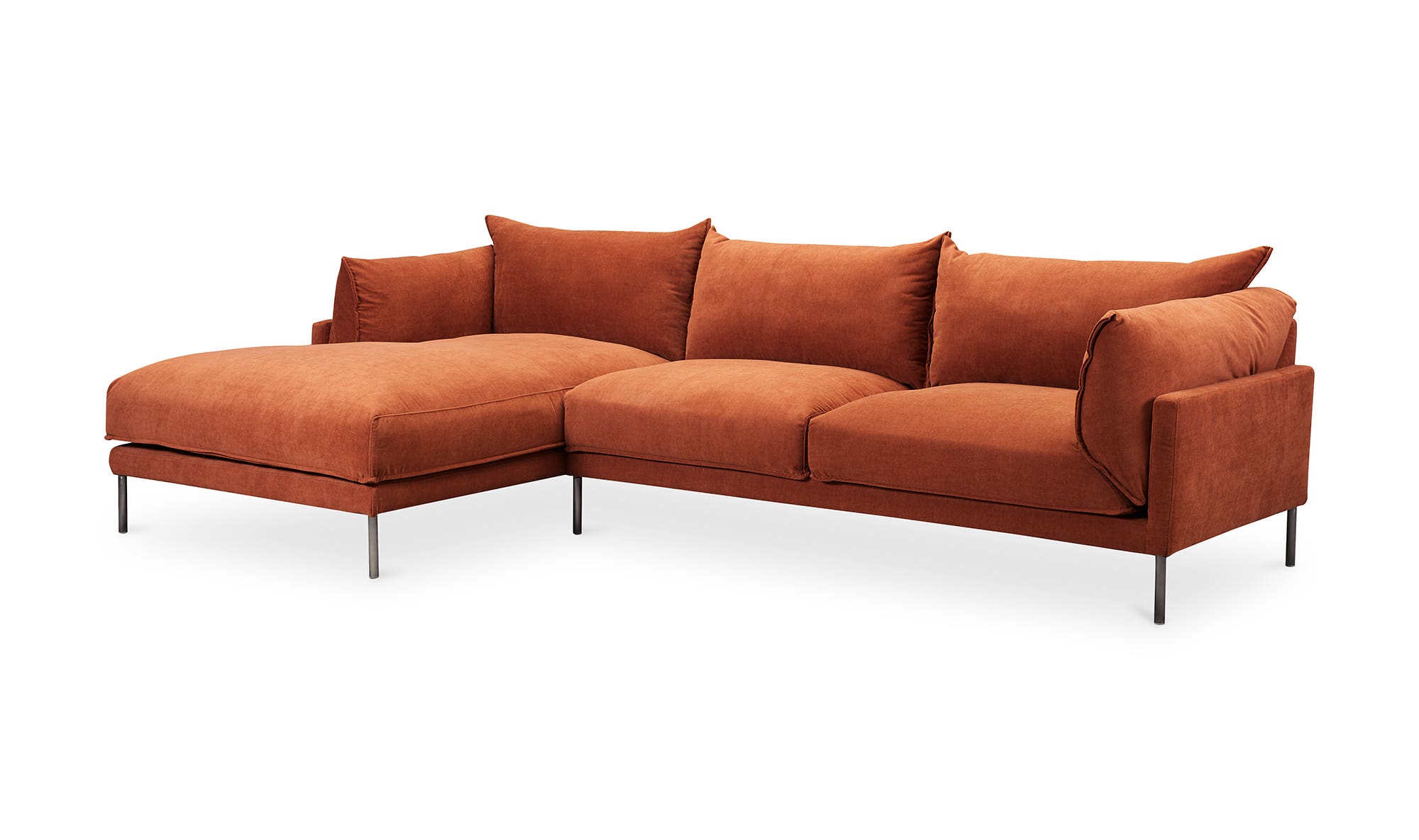 Moe's Jamara Scandinavian Left Facing Sectional - Burnt Auburn