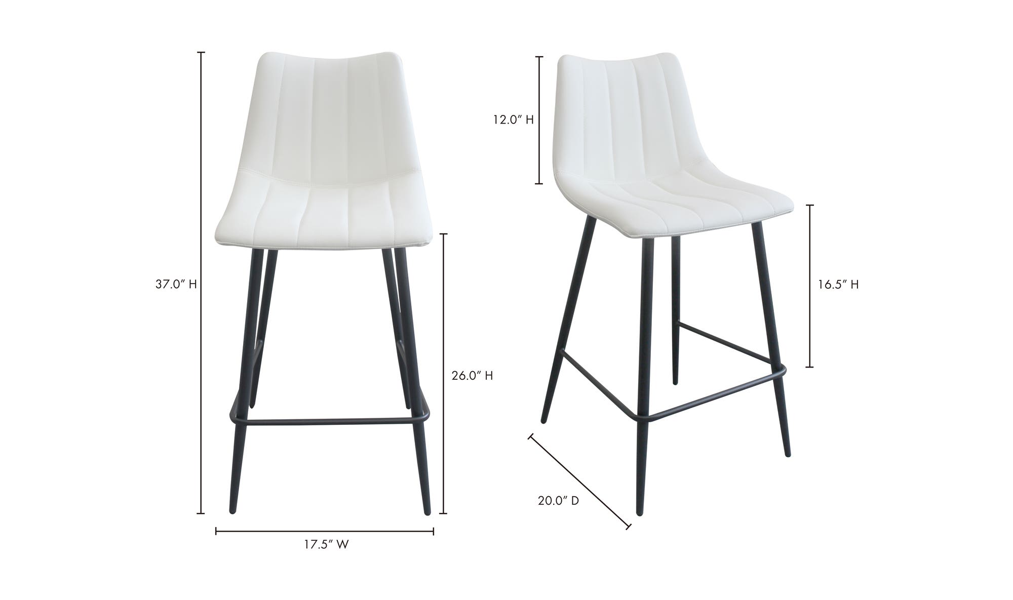 Moe's Alibi Contemporary Counter Stool Set of 2 - Cream White