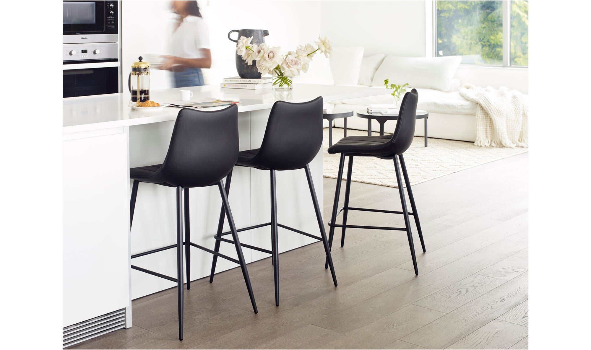 Moe's Alibi Contemporary Bar Stool Set of 2 - Black