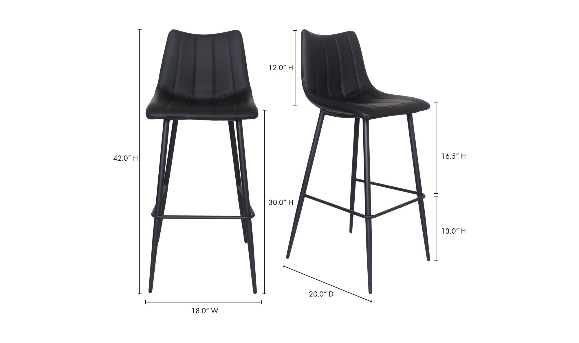 Moe's Alibi Contemporary Bar Stool Set of 2 - Black