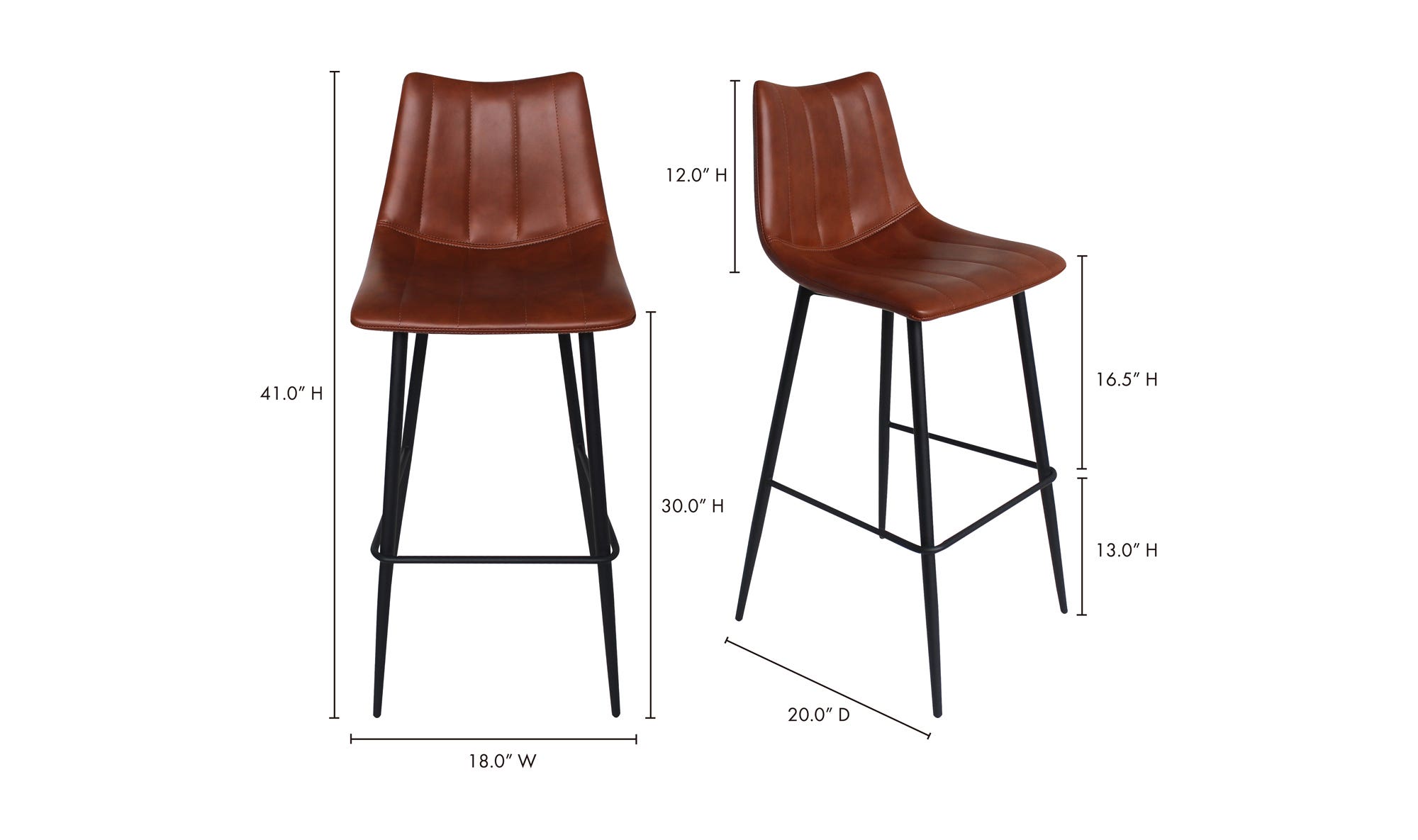 Moe's Alibi Contemporary Bar Stool Set of 2 - Brown