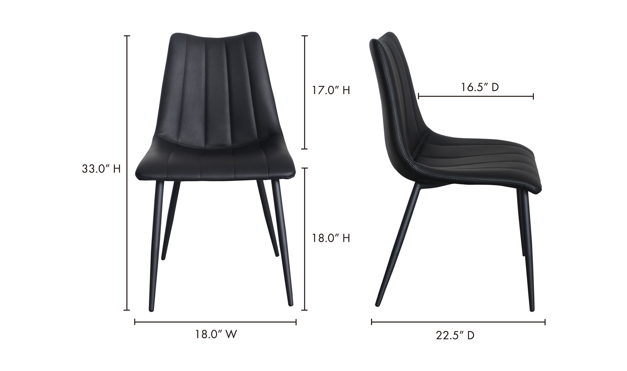 Moe's Alibi Contemporary Dining Chair Set of 2 - Black