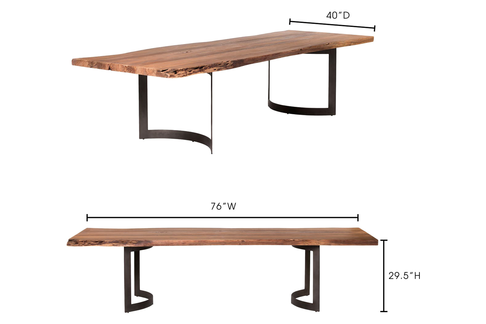 Moe's Bent Rectangular Dining Table - Light Brown, Extra Small