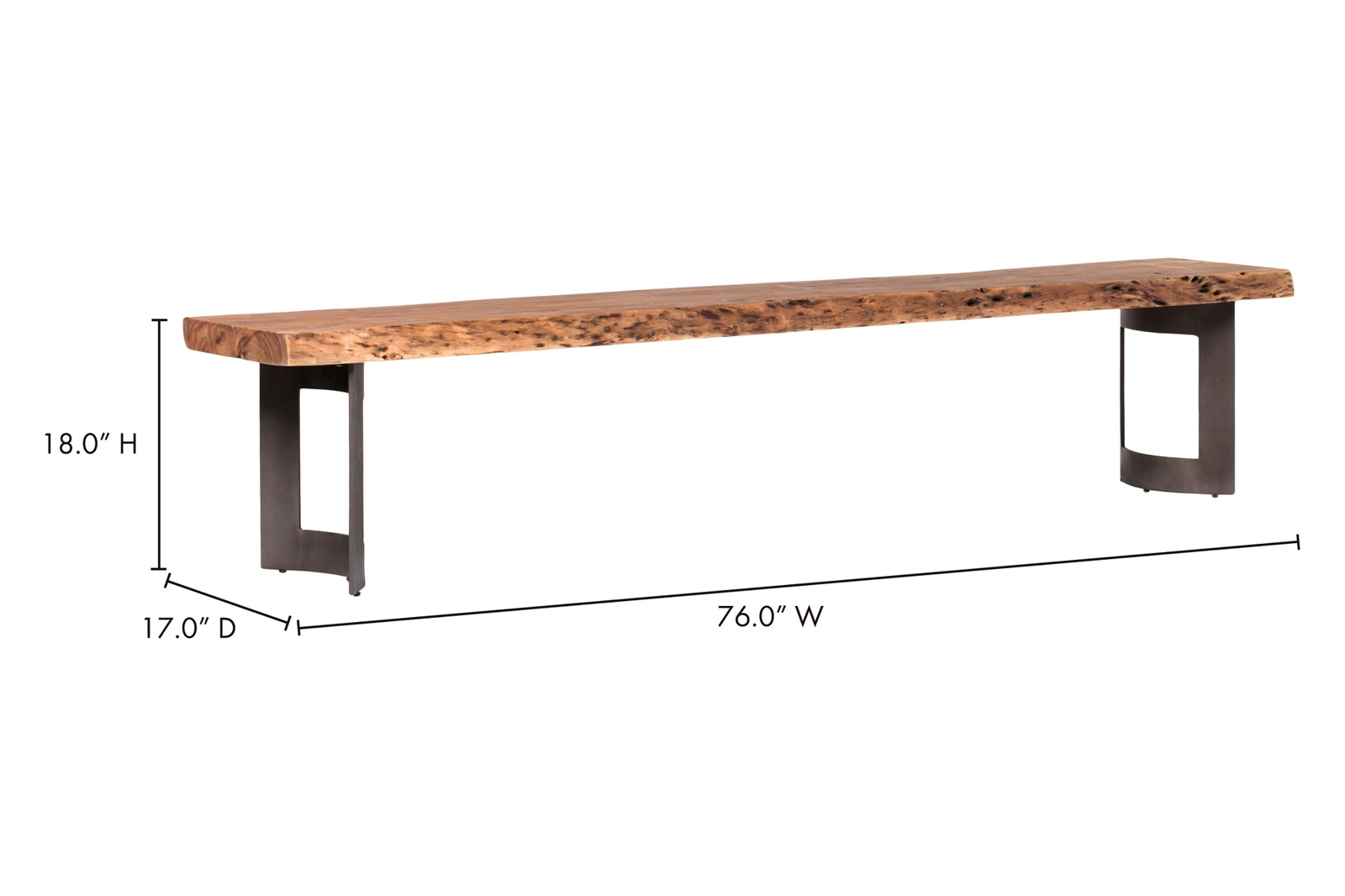 Moe's Bent Bench - Brown, Extra Small