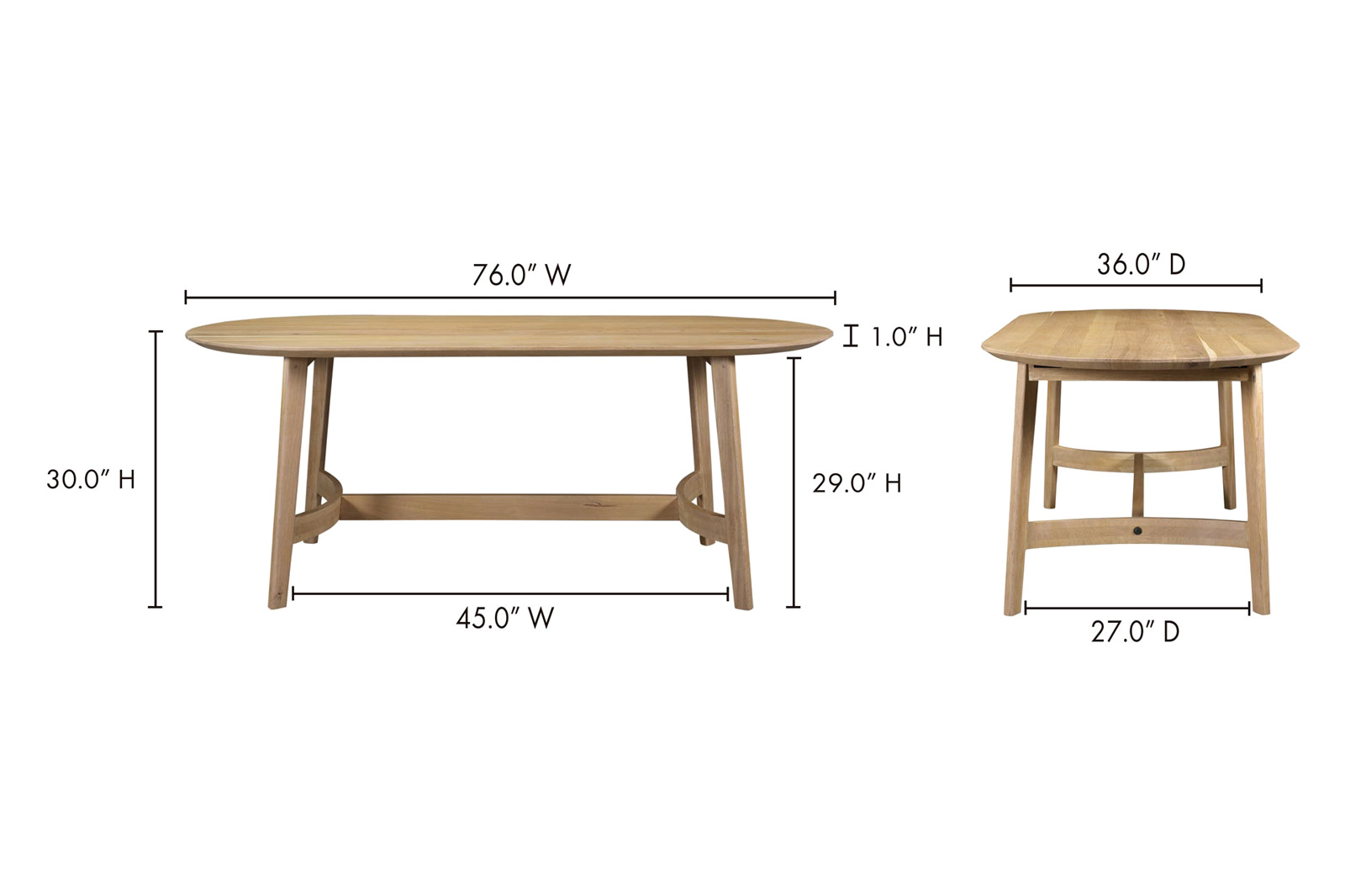 Moe's Trie Dining Table - Natural, Small