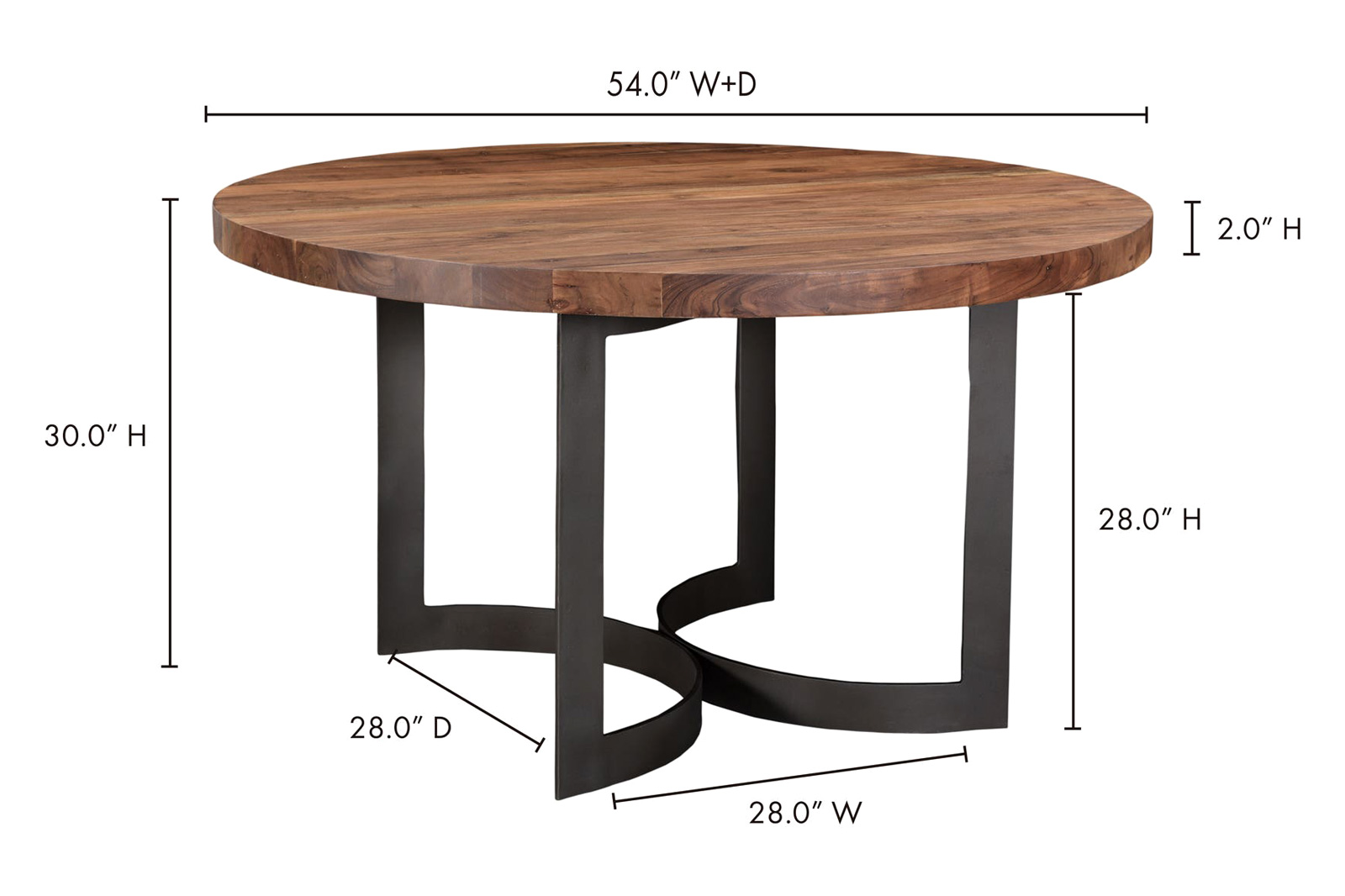 Moe's Bent Round Dining Table - Brown