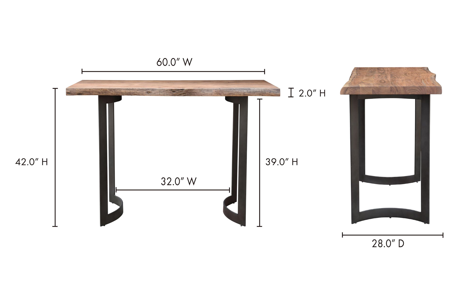 Moe's - Bent Bar Table in Brown