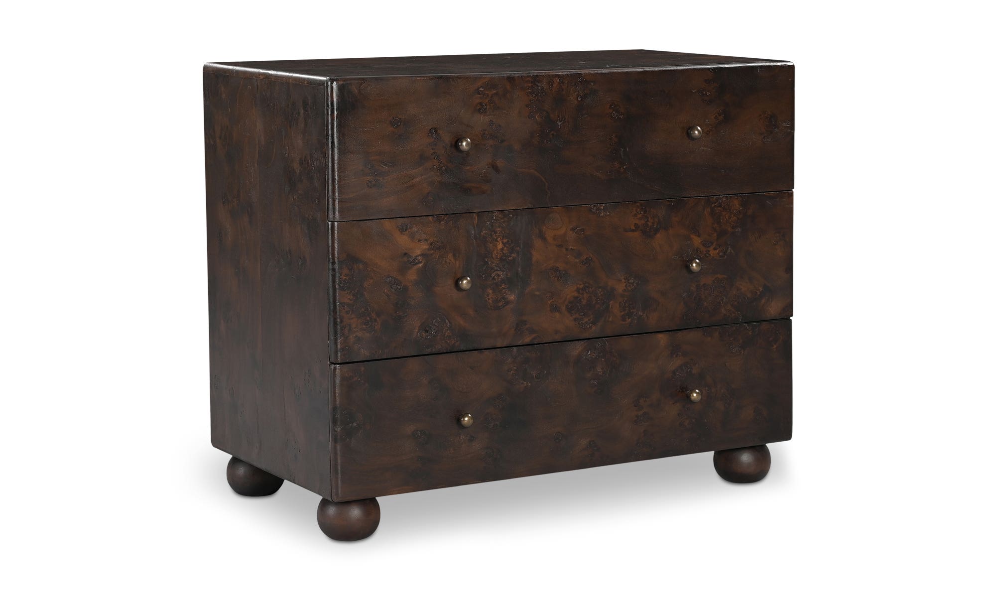 Moe's York Modern 3 Drawers Nightstand - Dark Brown