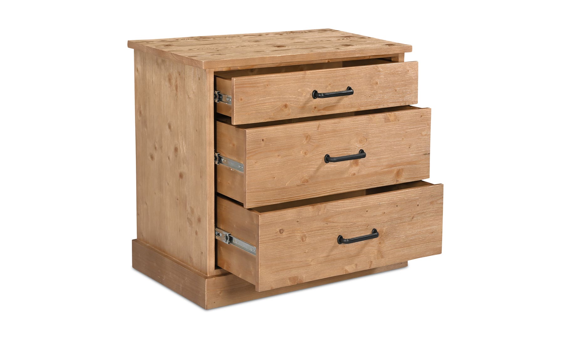 Moe's - Tade Rustic 3 Drawers Nightstand in Honey Pine