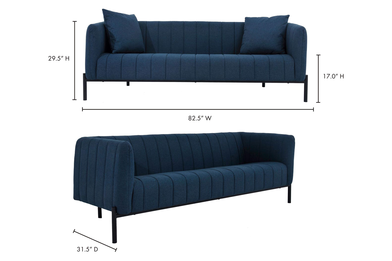 Moe's Jaxon Sofa - Dark Blue