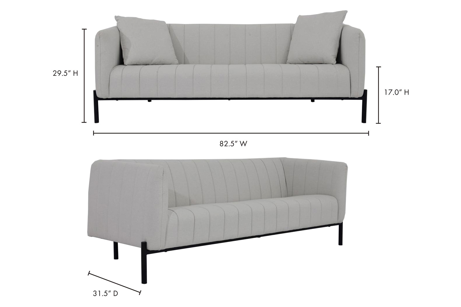 Moe's Jaxon Sofa - Light Gray